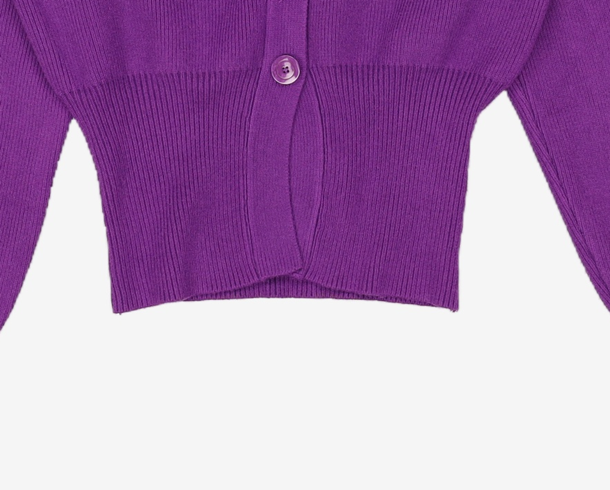 어반드레스(AVANDRESS) Balloon Ribbed Cardigan PURPLE M