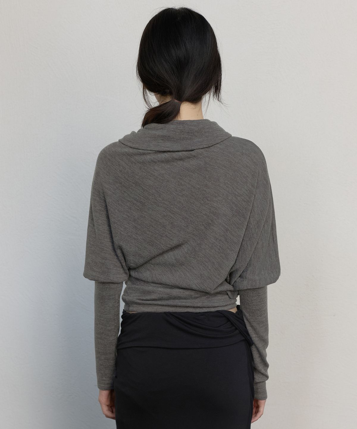 플레어업(FLAREUP) Knit Asymmetrical Long Sleeve (FL-193_Ash Brown)