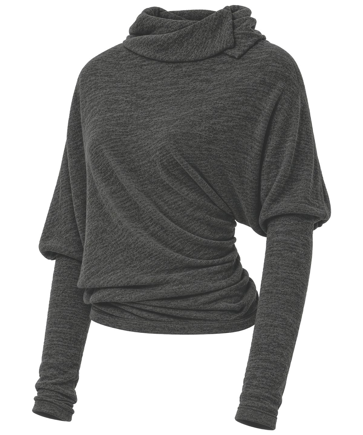 플레어업(FLAREUP) Knit Asymmetrical Long Sleeve (FL-193_Charcoal Melange)