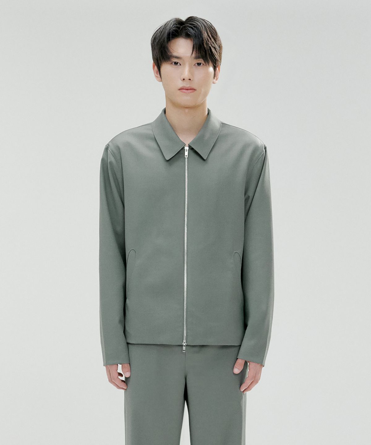 오아노(OANO) WOOL BLEND JACKET / CEMENT GREEN