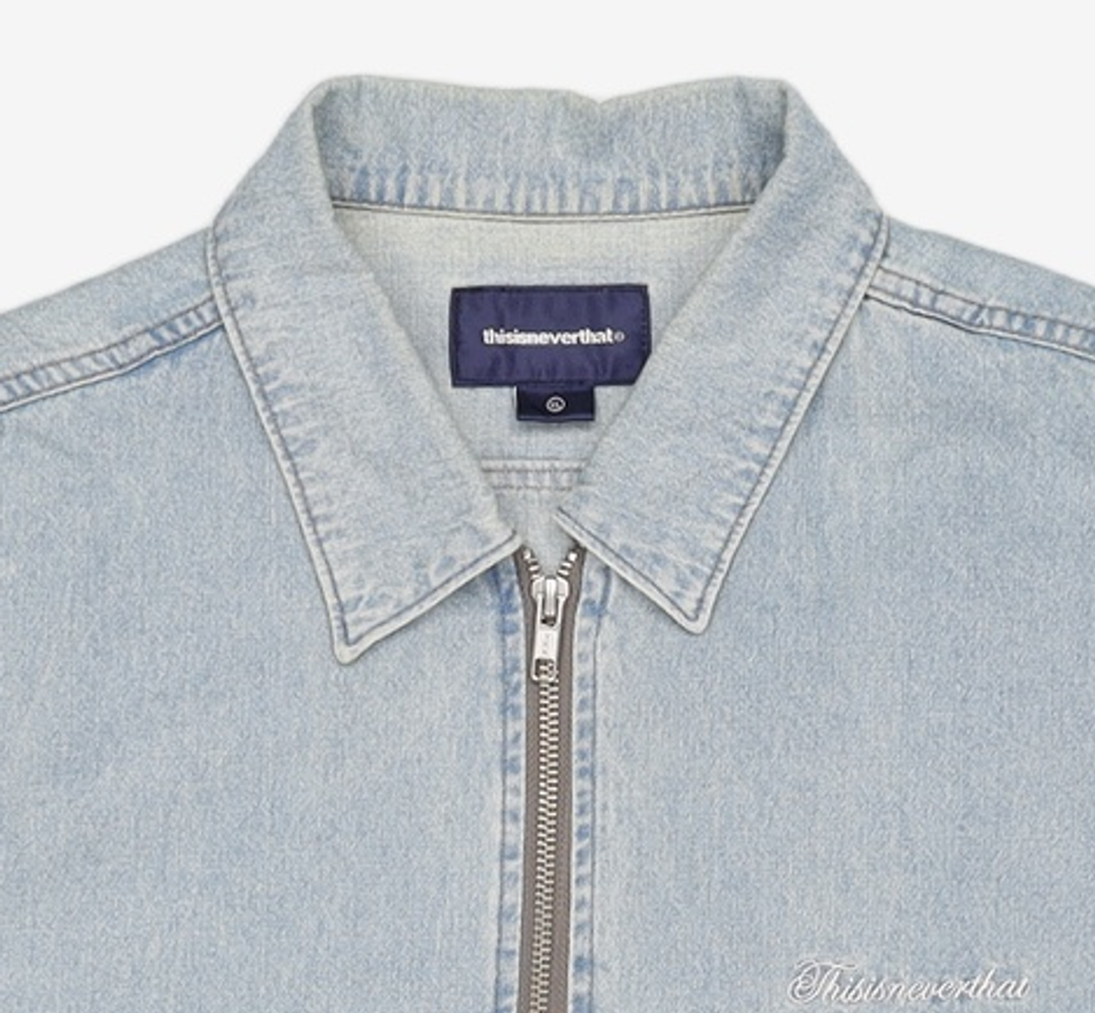 디스이즈네버댓(THISISNEVERTHAT) Washed Denim Zip S/S Shirt Black XL