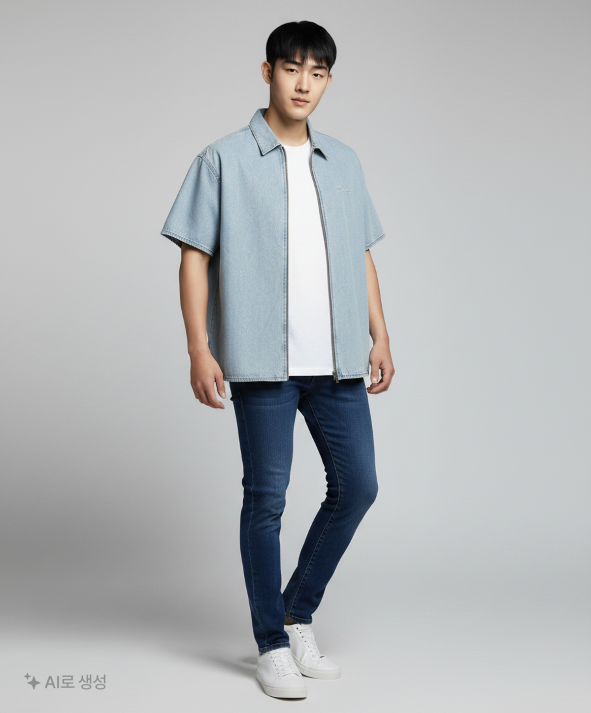 디스이즈네버댓(THISISNEVERTHAT) Washed Denim Zip S/S Shirt Black XL
