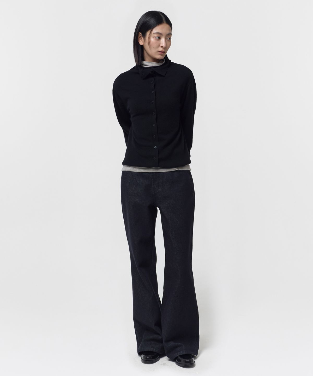 지비에이치 어패럴(GBH APPAREL) WOOL BLEND HIGH-NECK CARDIGAN / BLACK