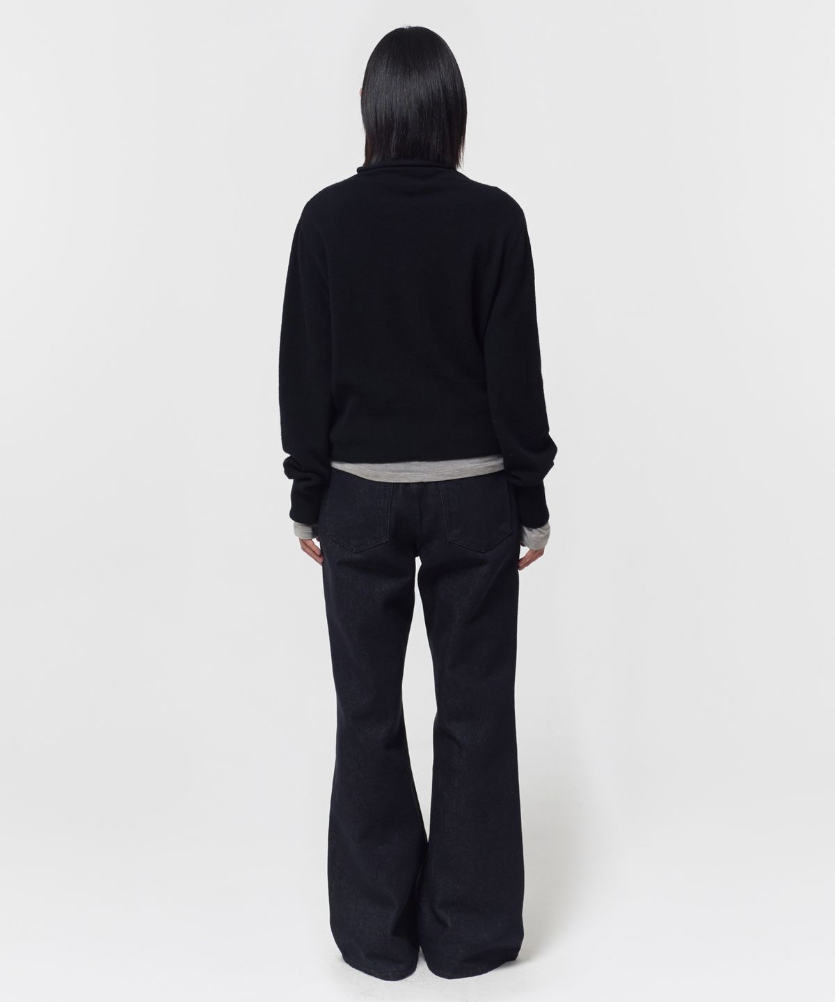 지비에이치 어패럴(GBH APPAREL) WOOL BLEND HIGH-NECK CARDIGAN / BLACK