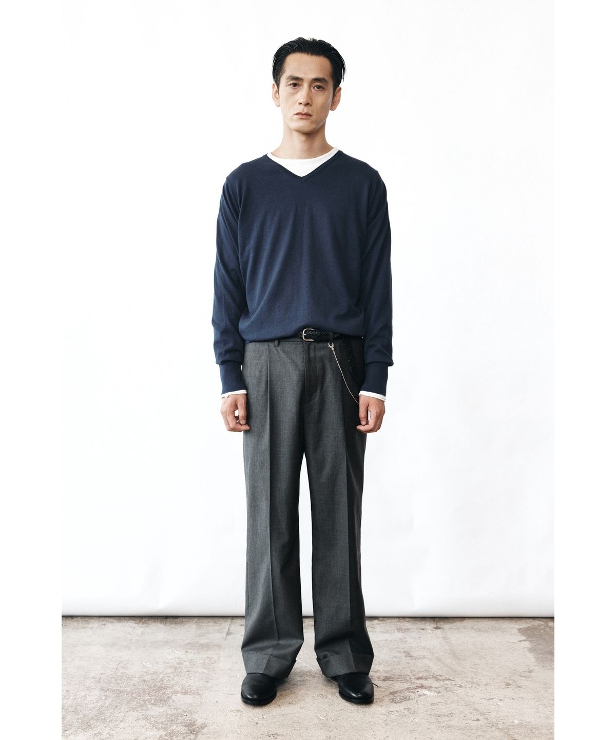 유스(YOUTH) Turn-up Waist Line Pants - Charcoal Grey