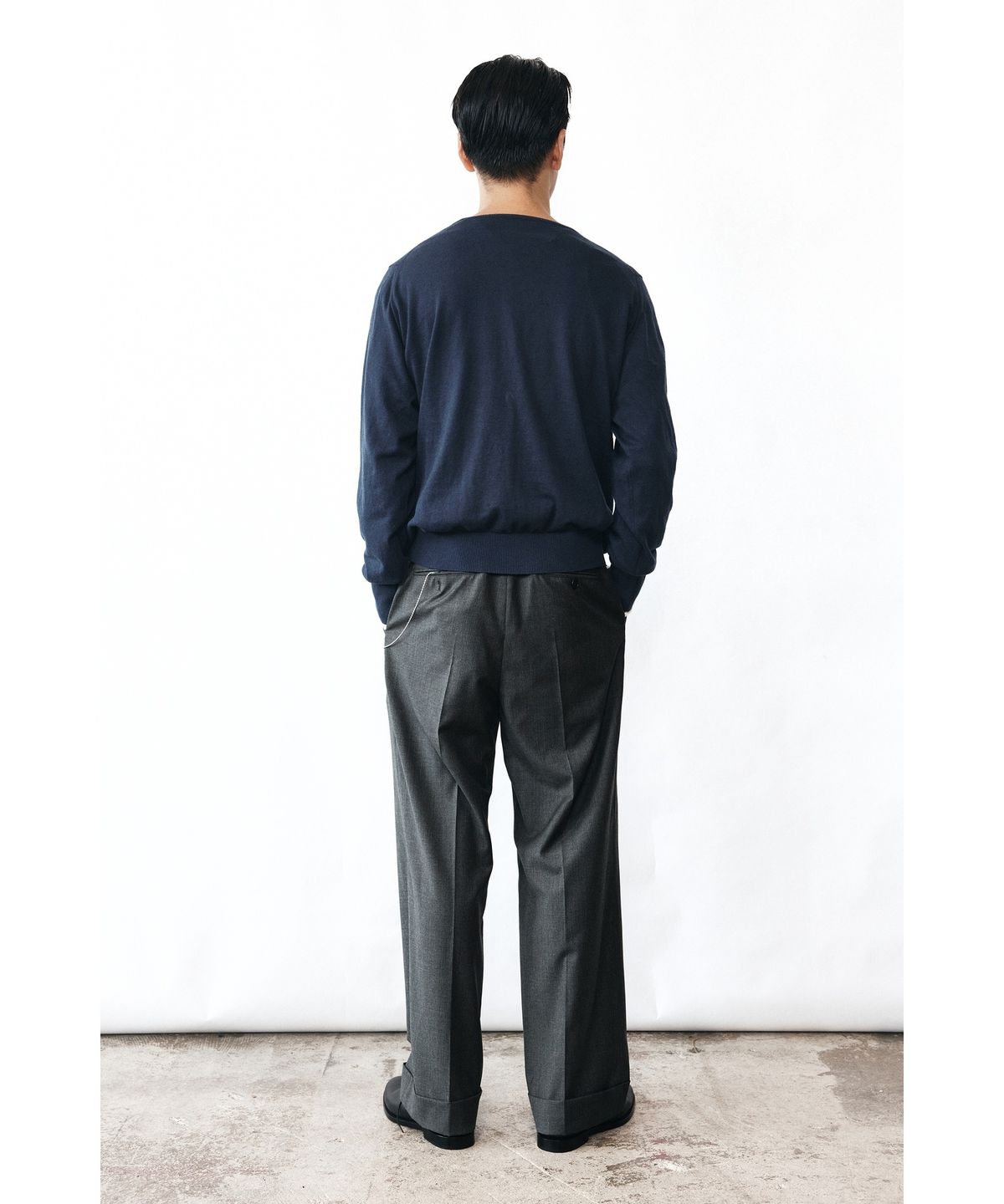 유스(YOUTH) Turn-up Waist Line Pants - Charcoal Grey