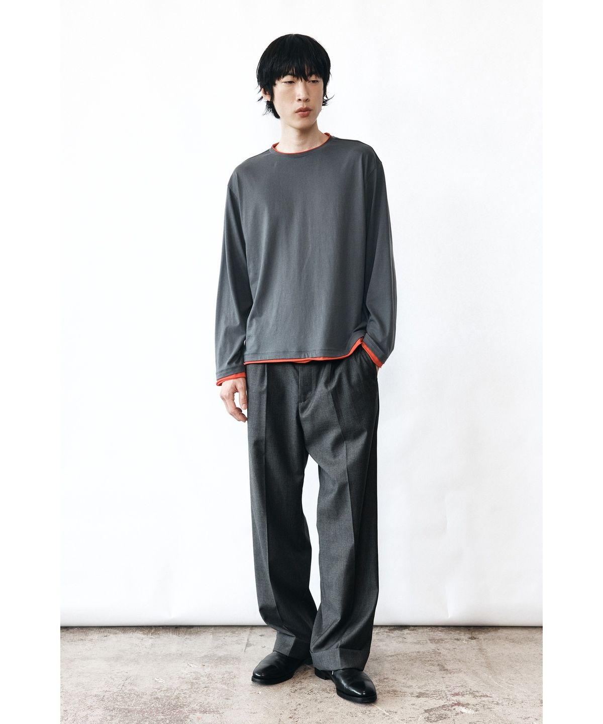 유스(YOUTH) Turn-up Waist Line Pants - Charcoal Grey