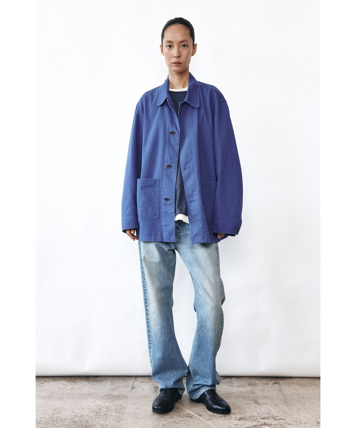유스(YOUTH) Round-neck Roll-up Knit - Blue