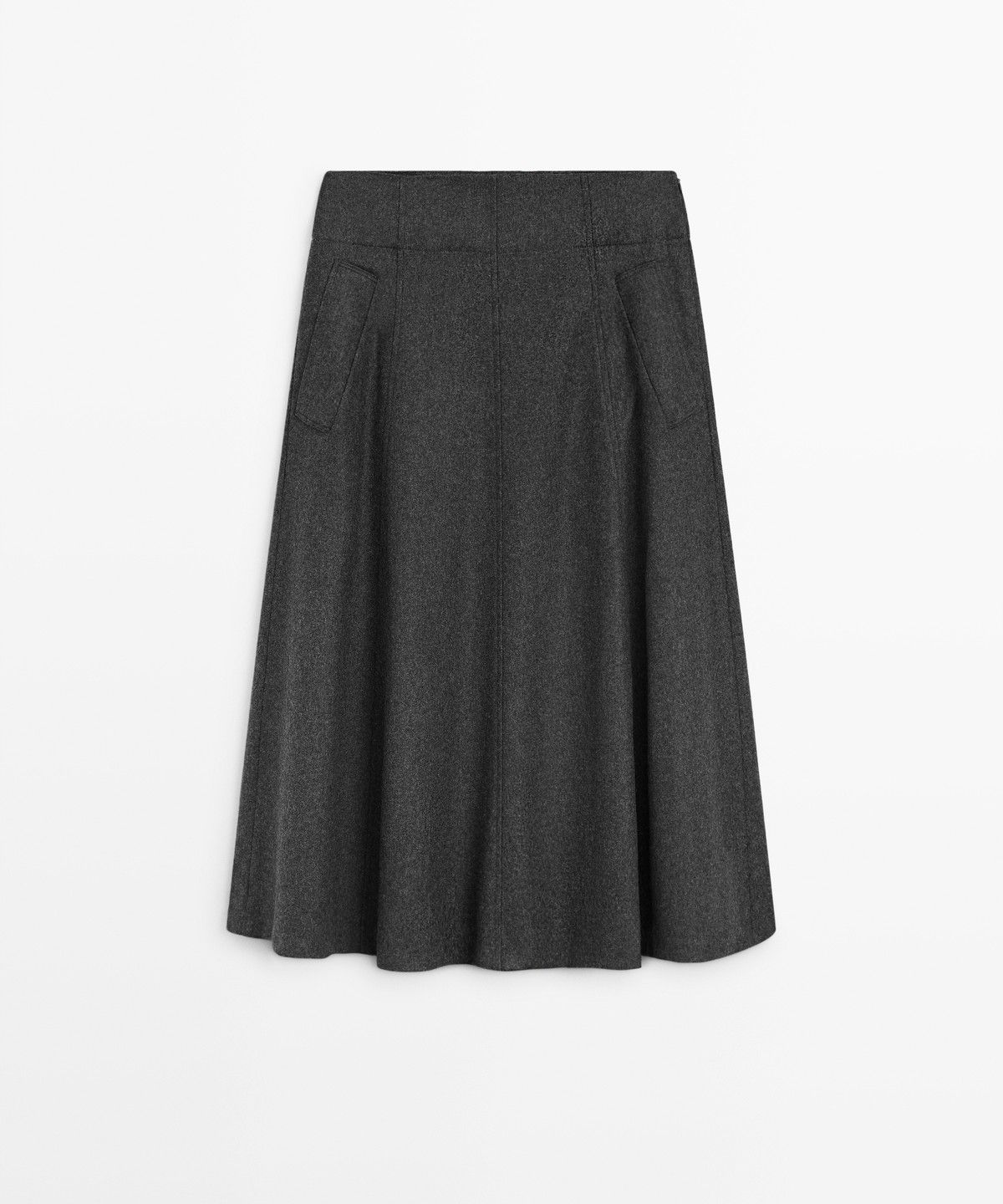 마시모두띠(MASSIMO DUTTI) 울 블렌드 플레어 미디 스커트