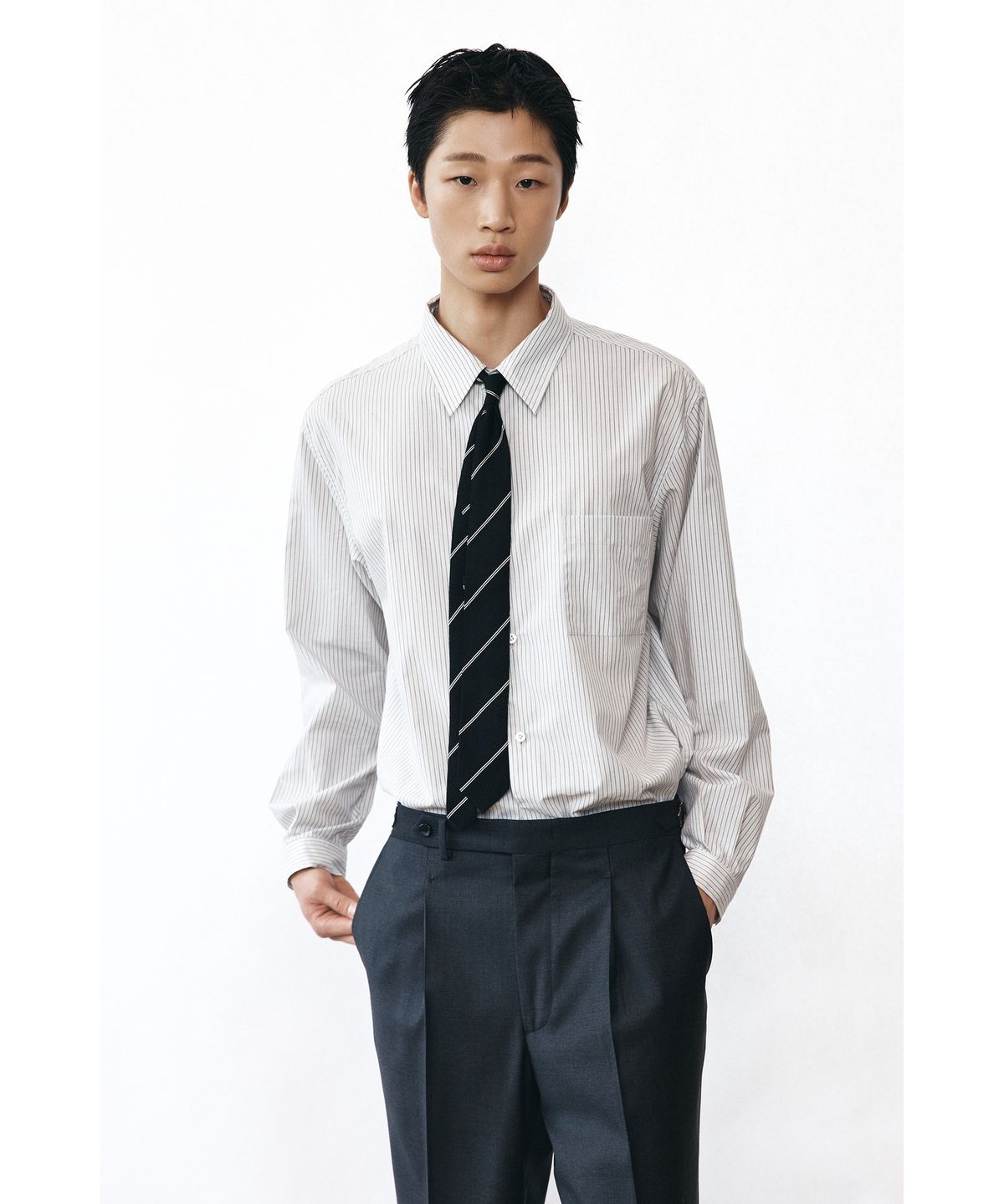 유스(YOUTH) Standard Shirt - Grey Stripe