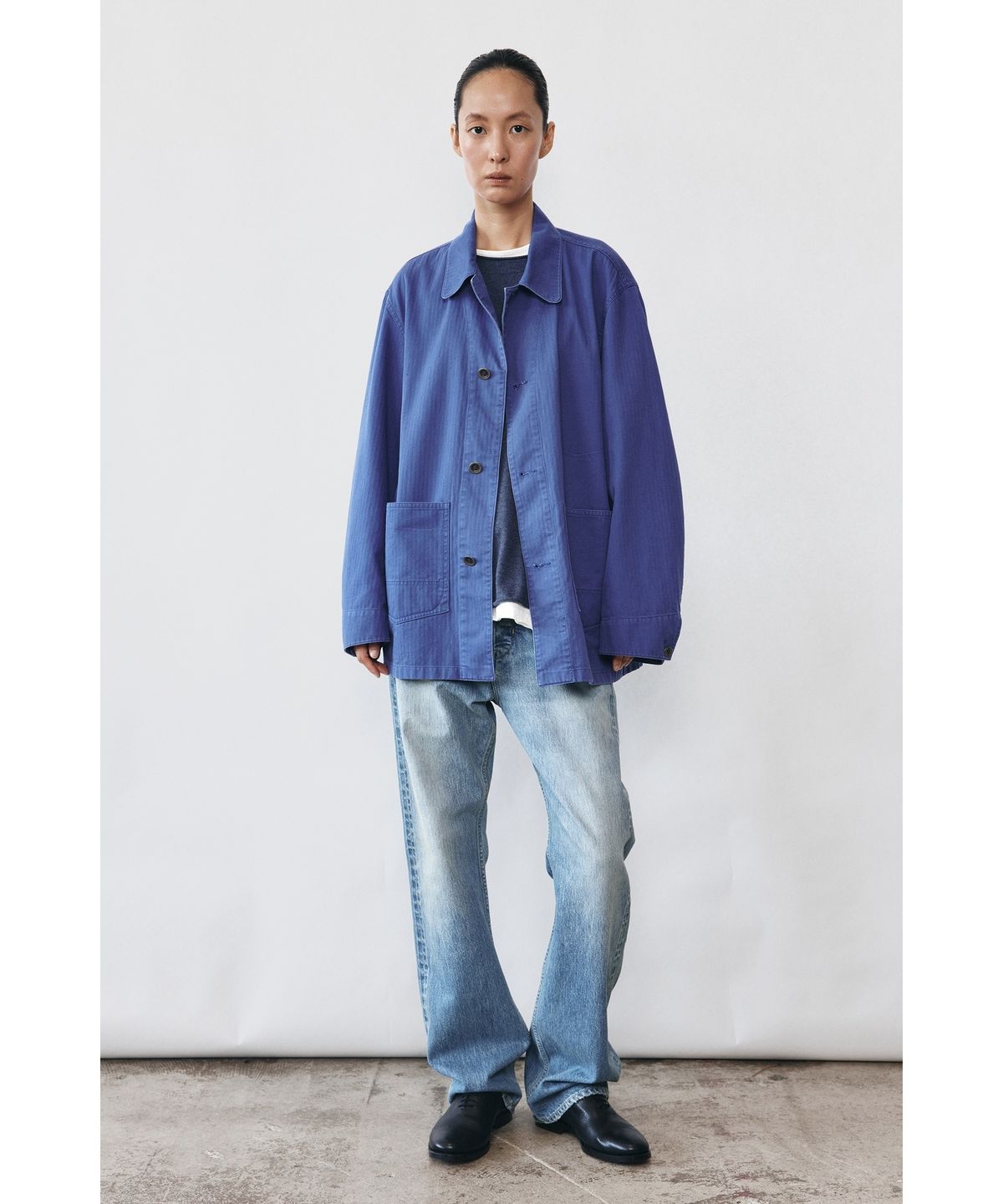 유스(YOUTH) Washed French Work Jacket - Washed Blue