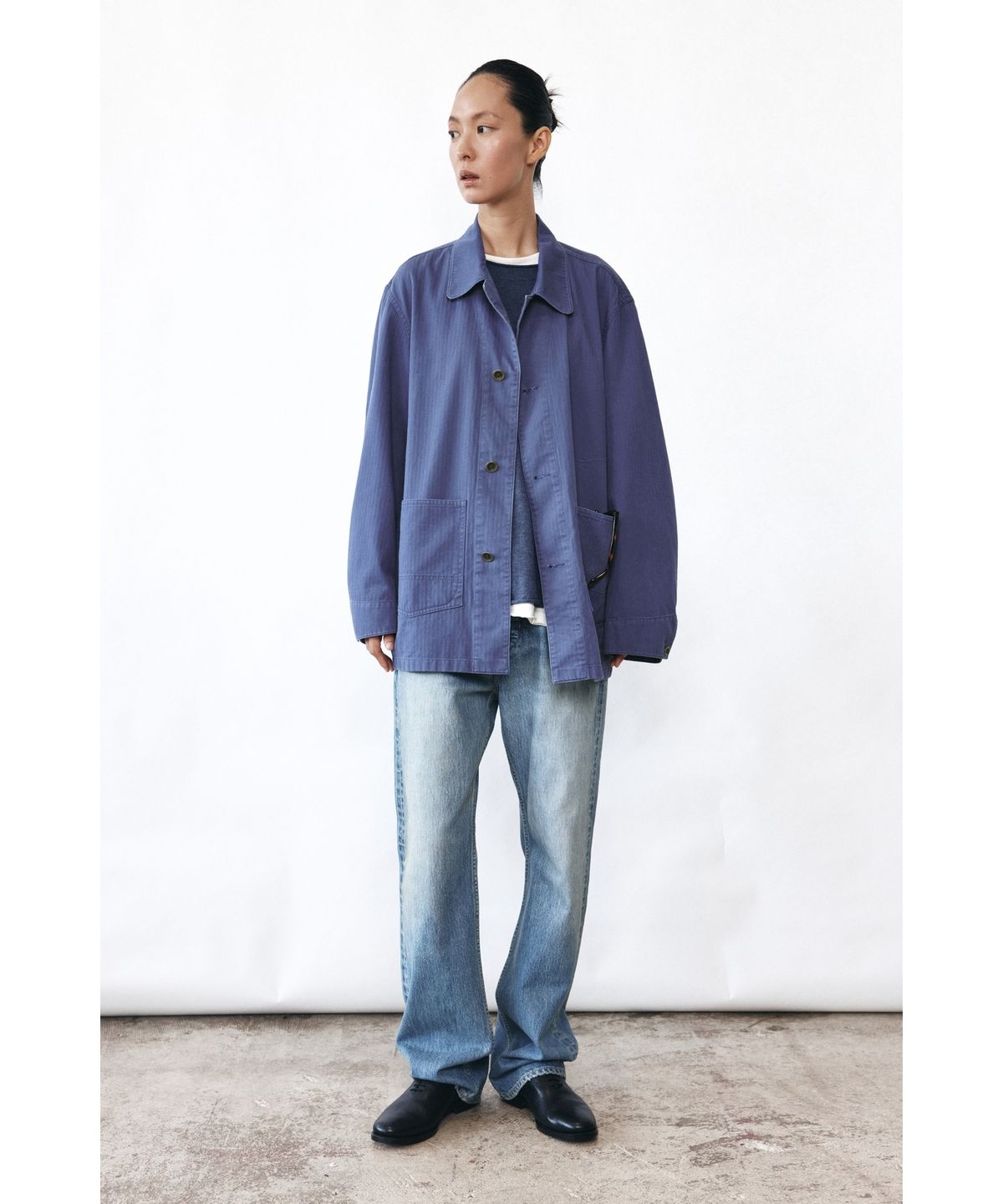 유스(YOUTH) Washed French Work Jacket - Washed Blue
