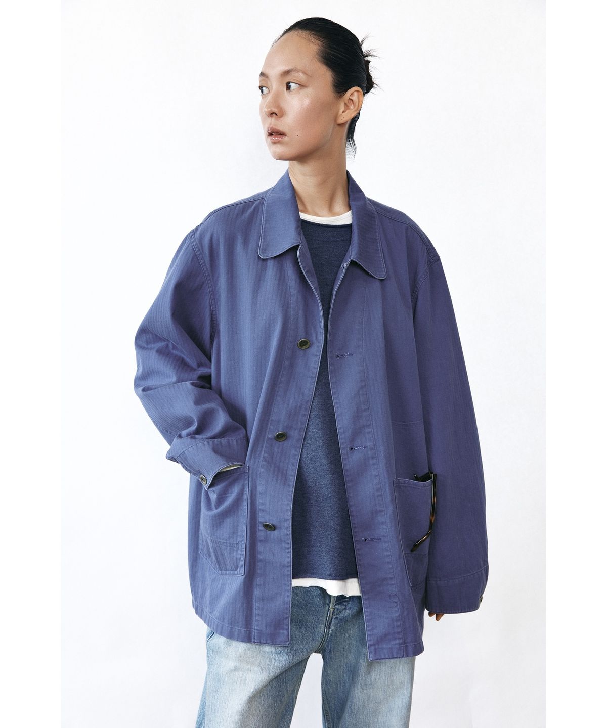 유스(YOUTH) Washed French Work Jacket - Washed Blue