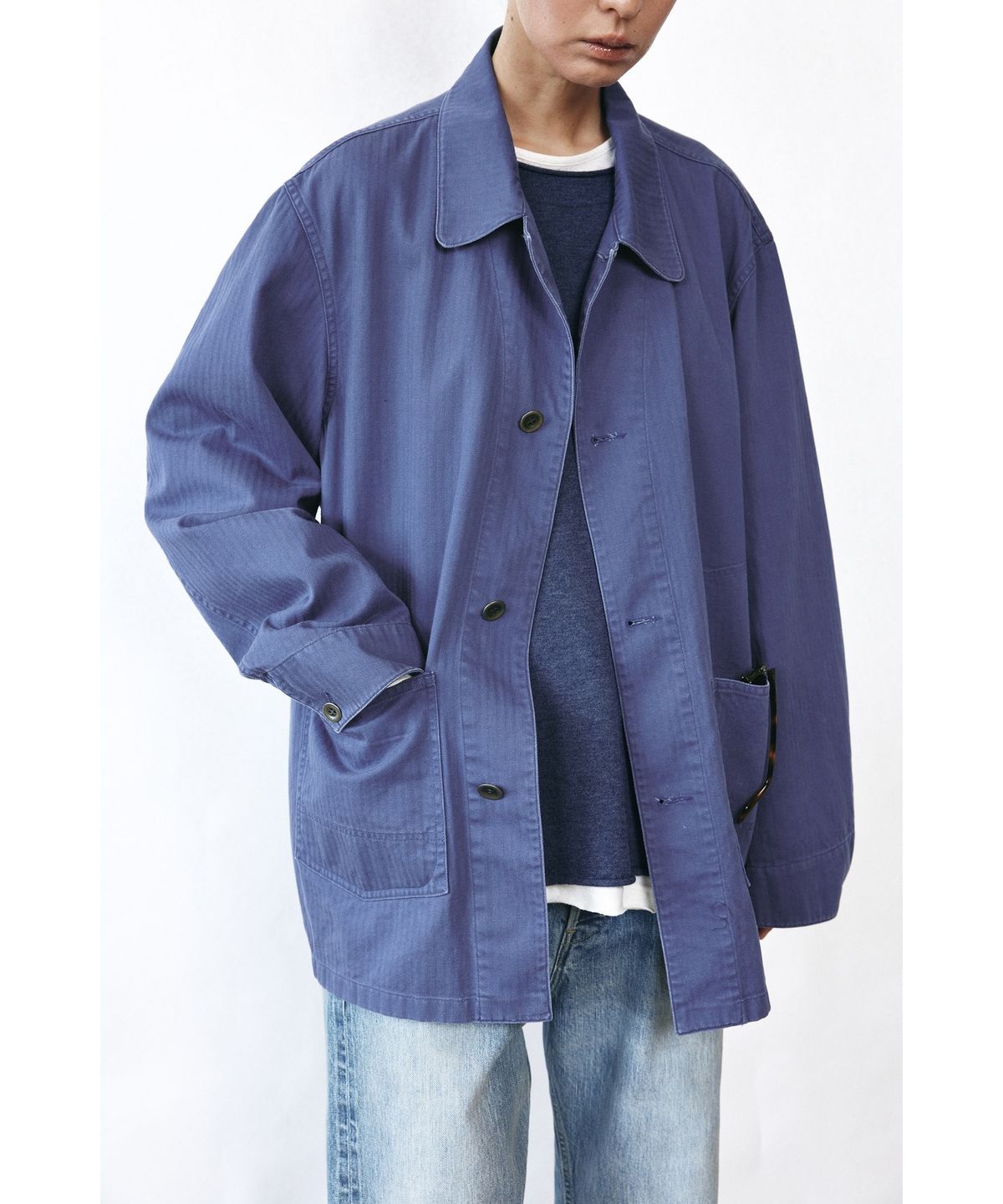 유스(YOUTH) Washed French Work Jacket - Washed Blue