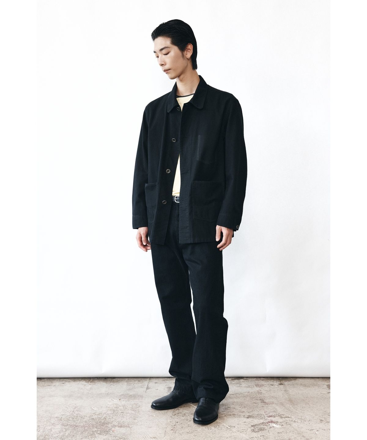 유스(YOUTH) Washed French Work Jacket - Washed Black