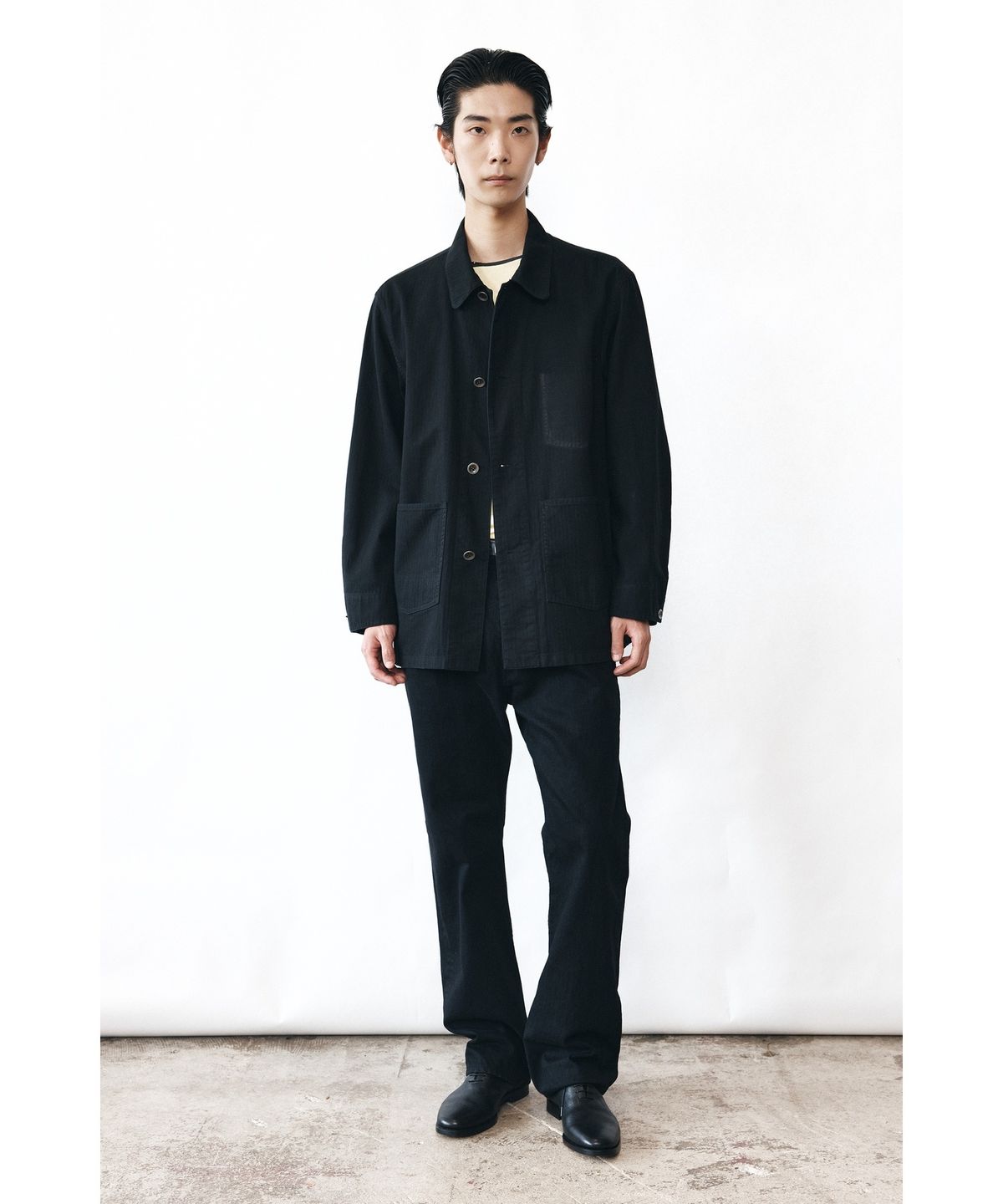 유스(YOUTH) Washed French Work Jacket - Washed Black