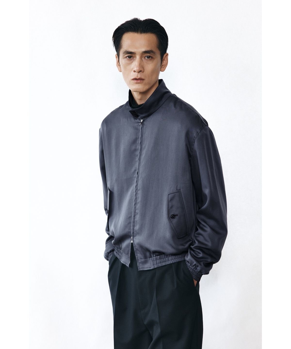 유스(YOUTH) Soft Drapery Harrington Jacket - Charcoal Grey