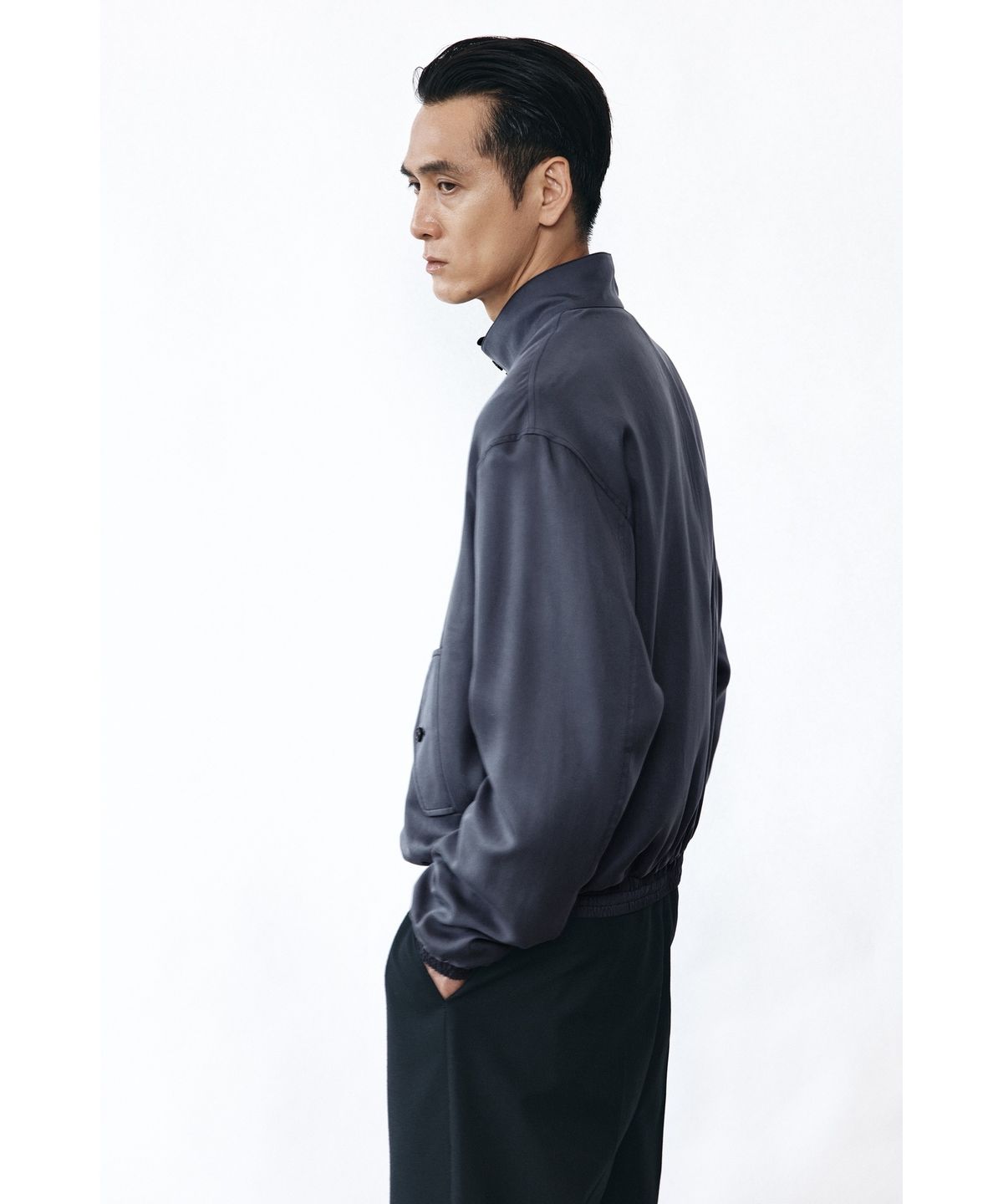 유스(YOUTH) Soft Drapery Harrington Jacket - Charcoal Grey