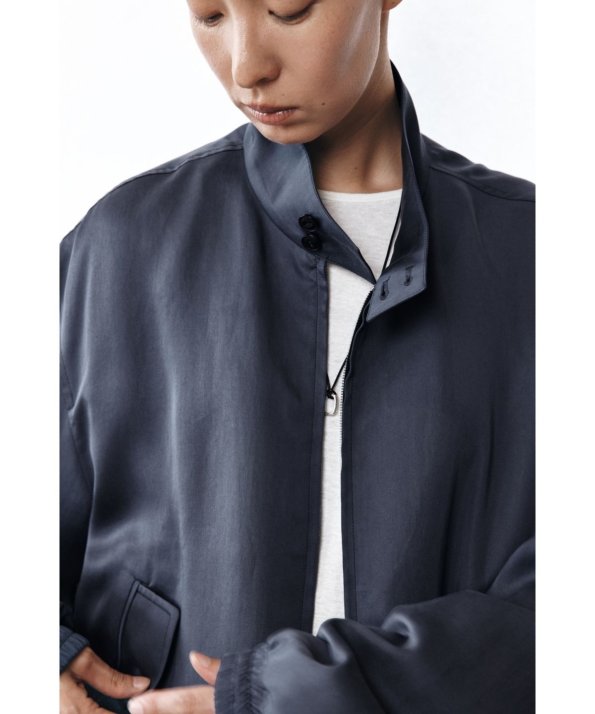 유스(YOUTH) Soft Drapery Harrington Jacket - Charcoal Grey