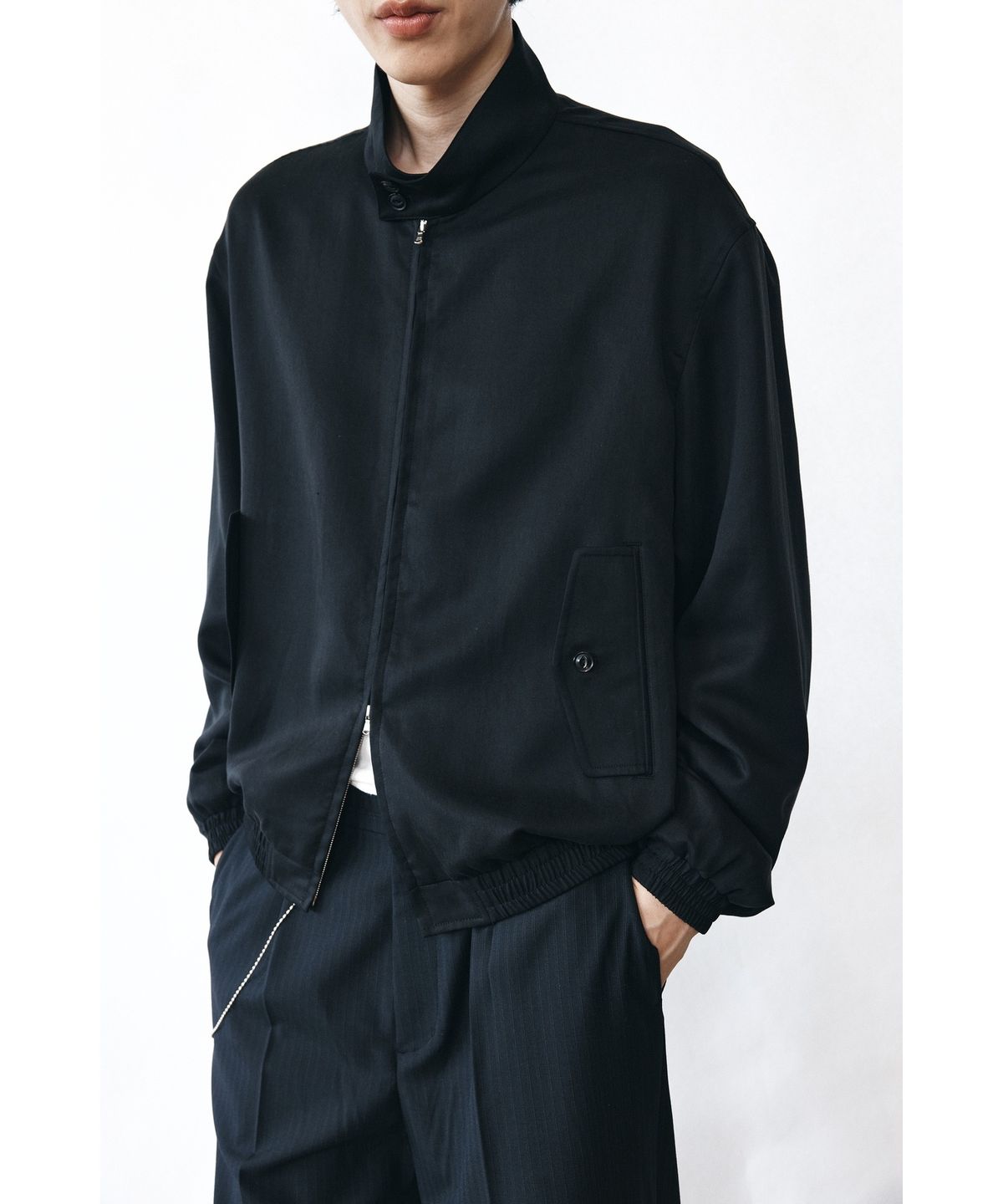 유스(YOUTH) Soft Drapery Harrington Jacket - Black