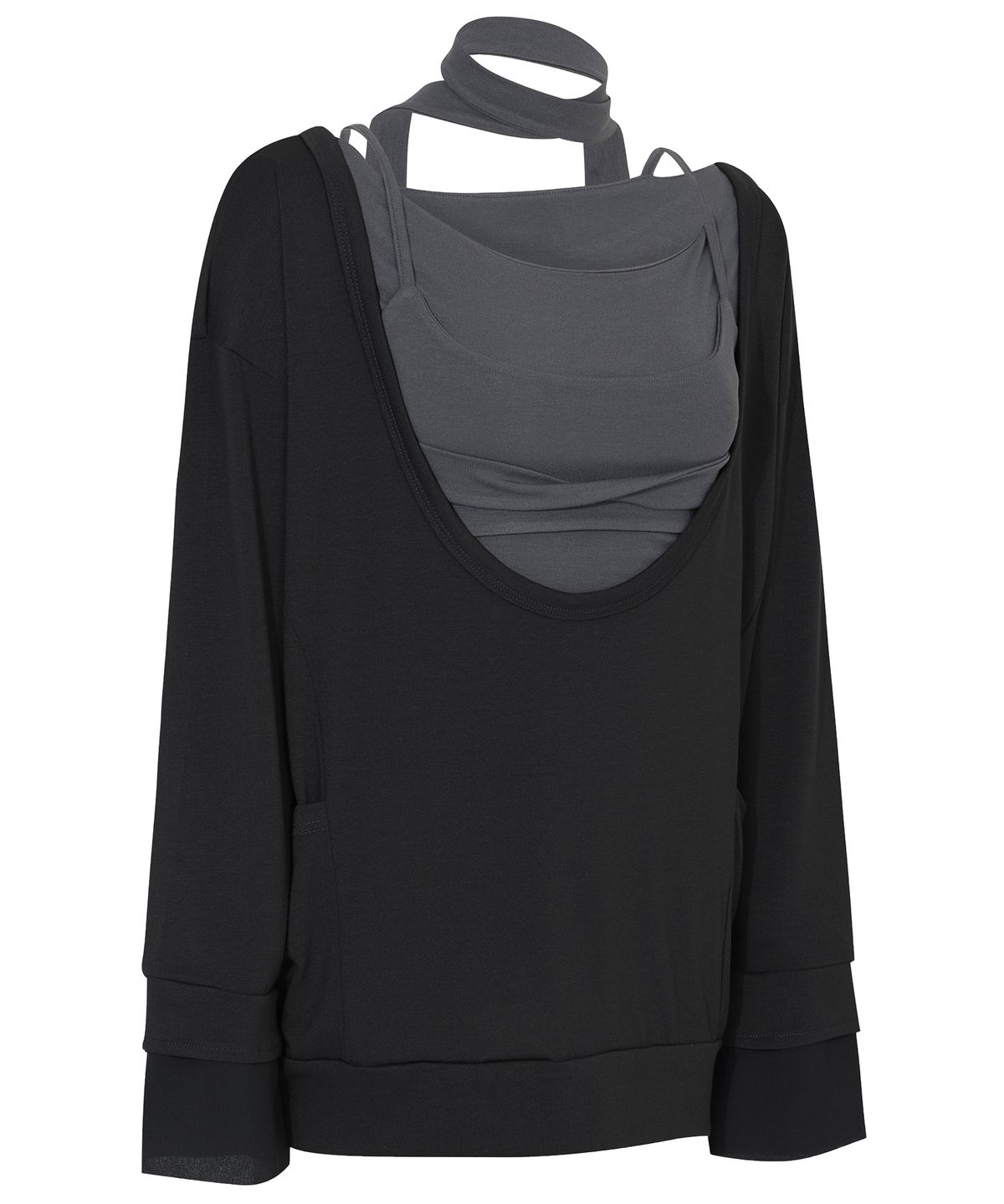 플레어업(FLAREUP) 2-Layered Offset Long Sleeve (FL-198_Black)