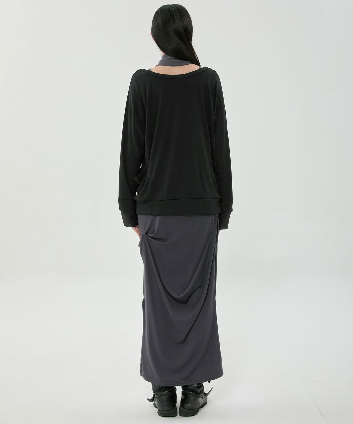 플레어업(FLAREUP) 2-Layered Offset Long Sleeve (FL-198_Black)
