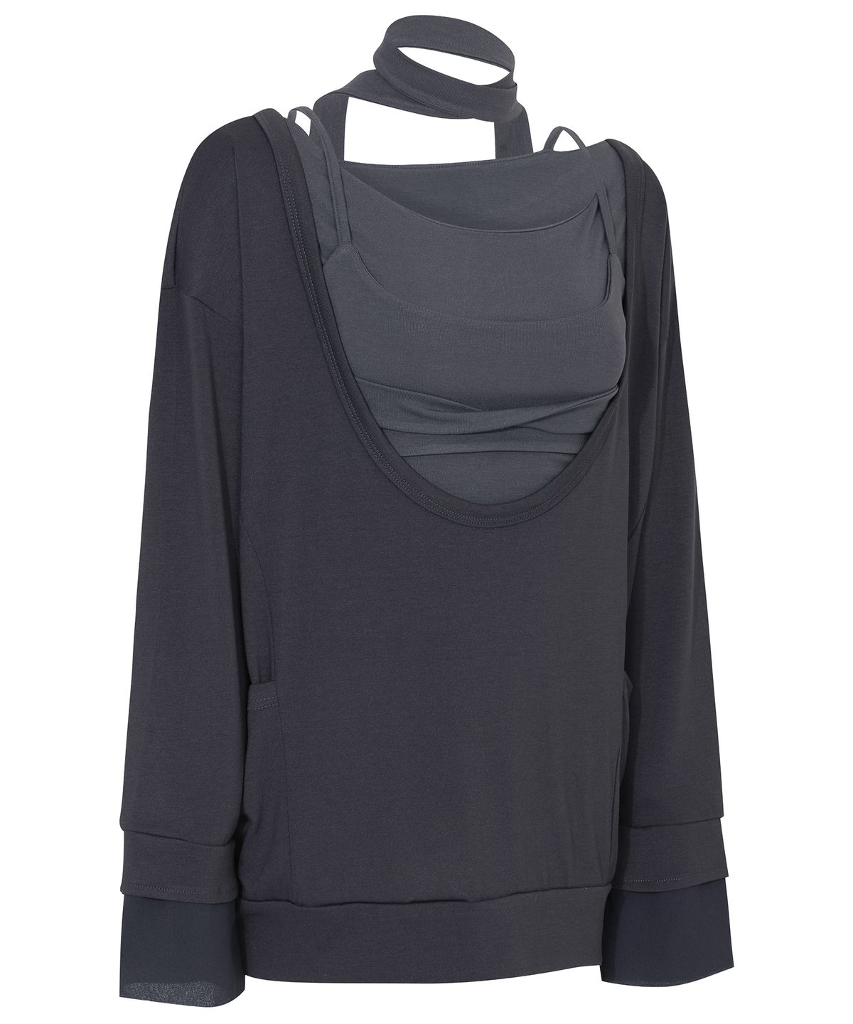 플레어업(FLAREUP) 2-Layered Offset Long Sleeve (FL-198_Charcoal)