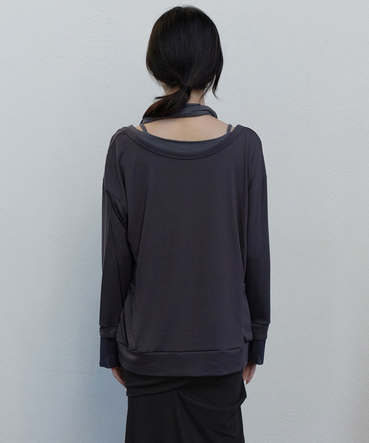 플레어업(FLAREUP) 2-Layered Offset Long Sleeve (FL-198_Charcoal)