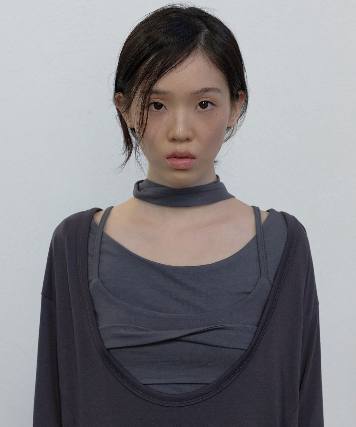 플레어업(FLAREUP) 2-Layered Offset Long Sleeve (FL-198_Charcoal)