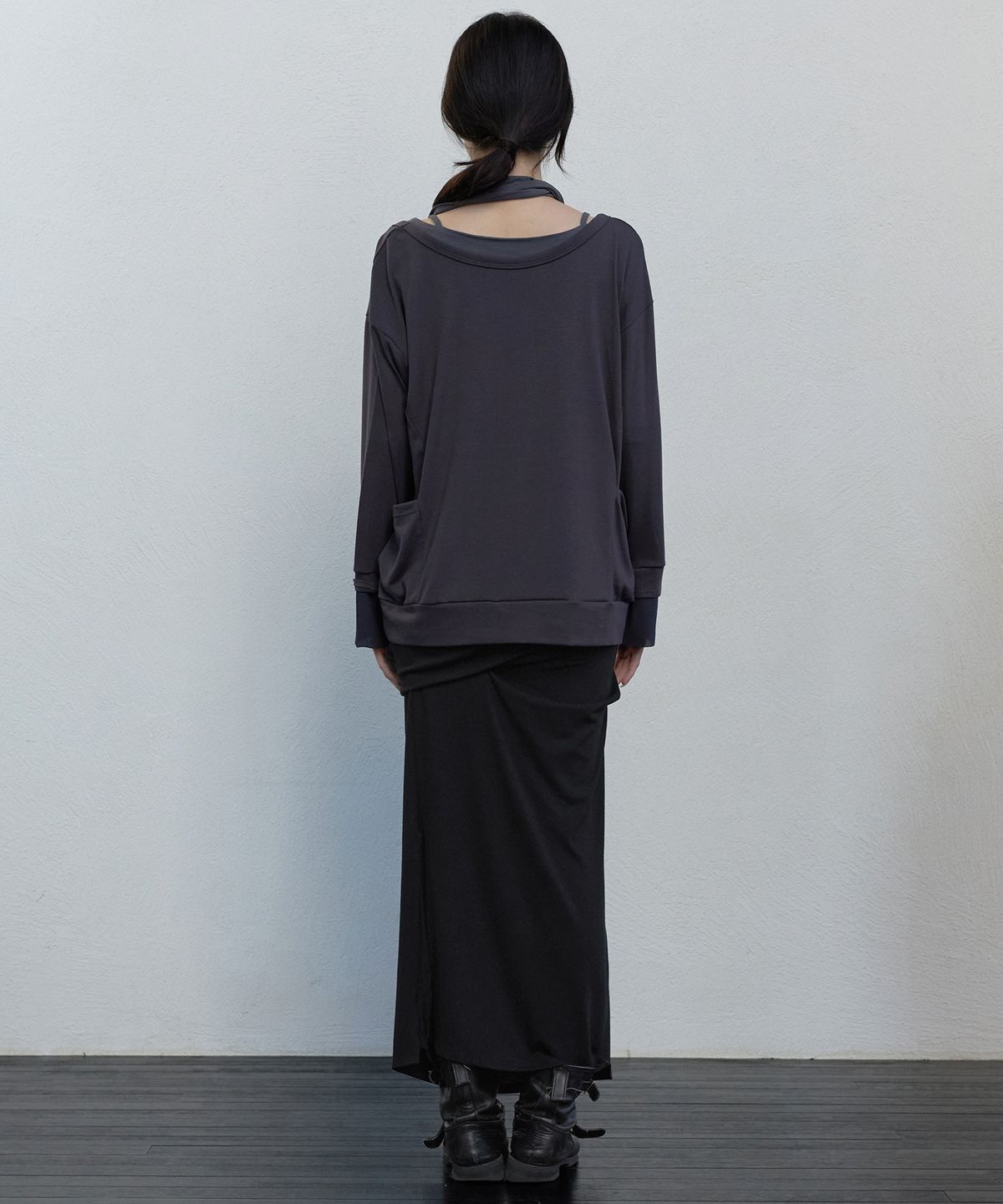 플레어업(FLAREUP) 2-Layered Offset Long Sleeve (FL-198_Charcoal)
