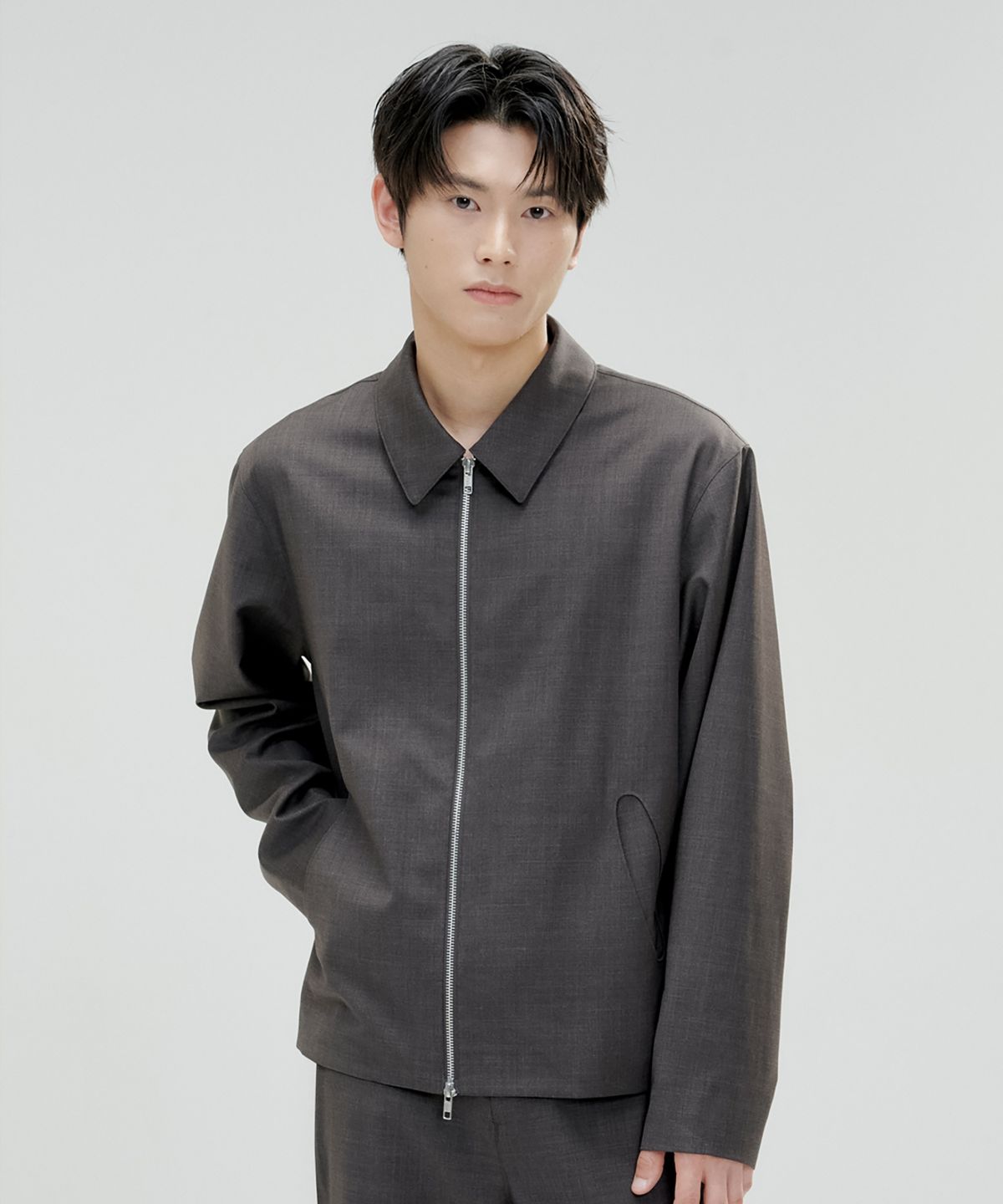 오아노(OANO) WOOL BLEND JACKET / CHARCOAL BROWN
