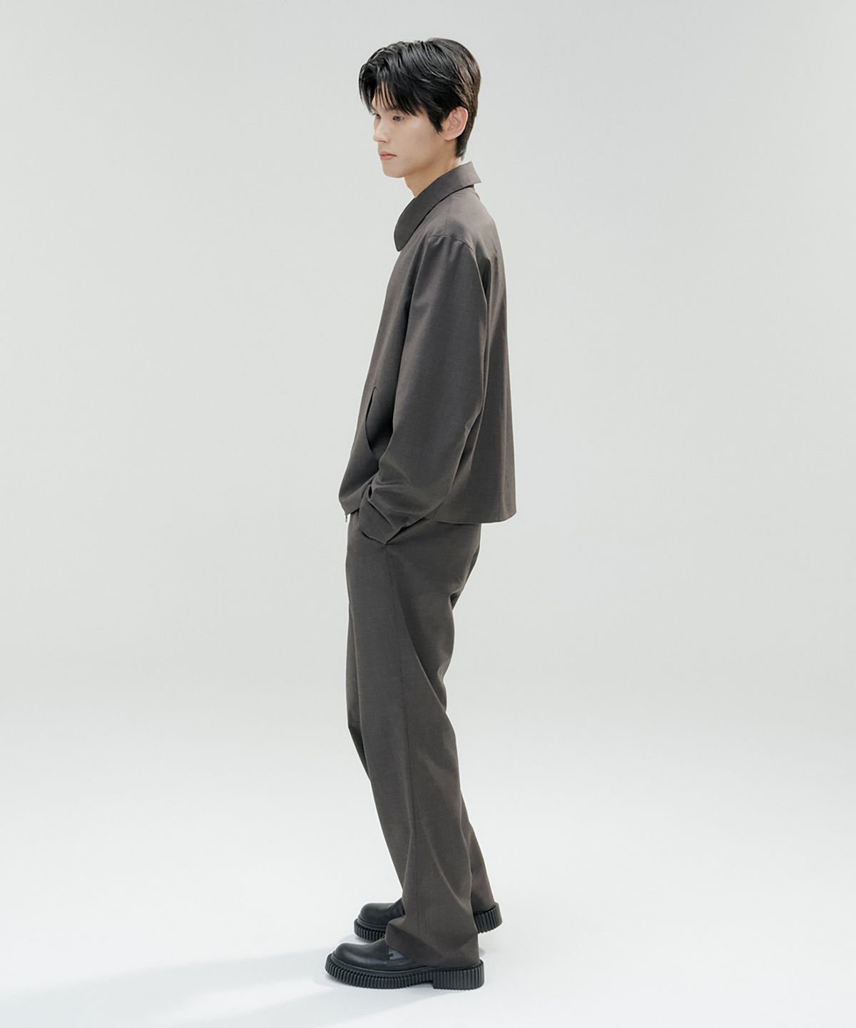 오아노(OANO) WOOL BLEND JACKET / CHARCOAL BROWN