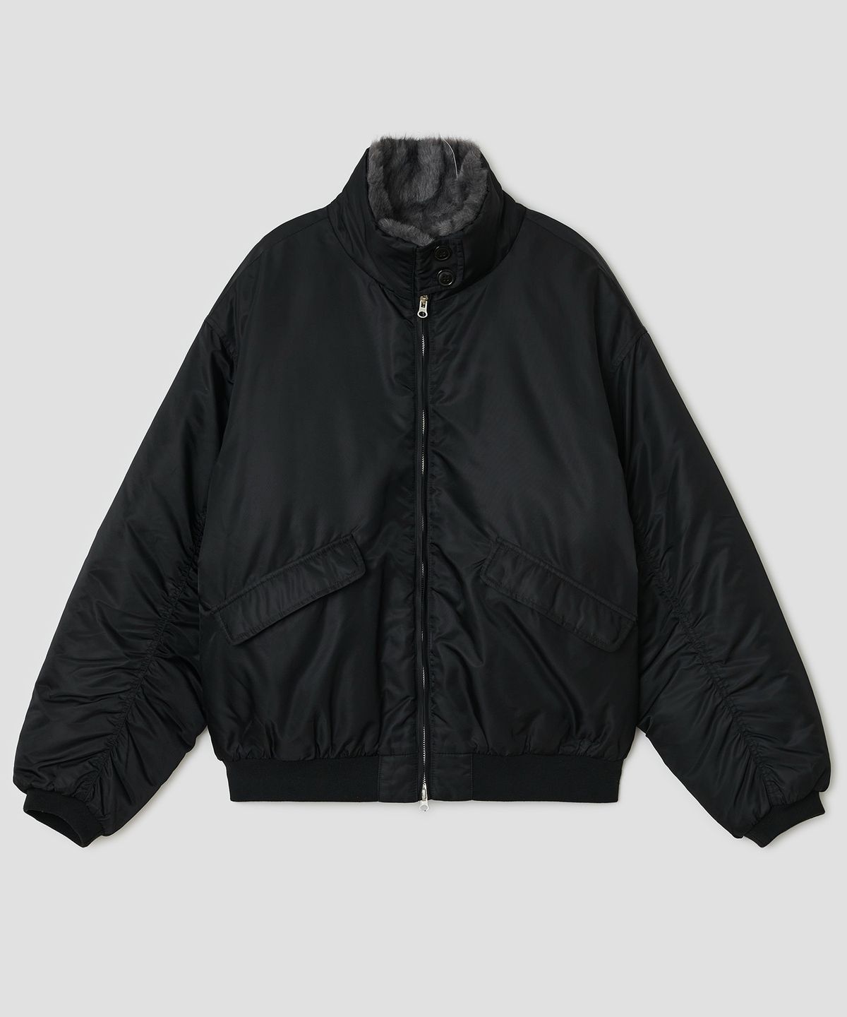타입서비스(TYPESERVICE) Fur Collar Bomber Jacket [Black]