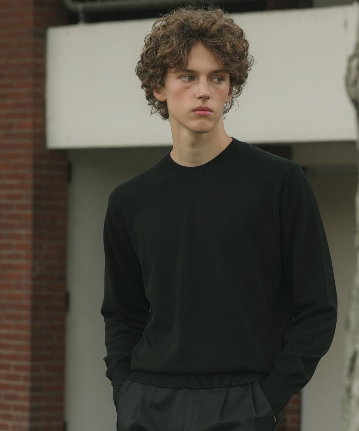 벨리프(BELLIEF) Essential Merino Wool Fine Crewneck Knit (Black)