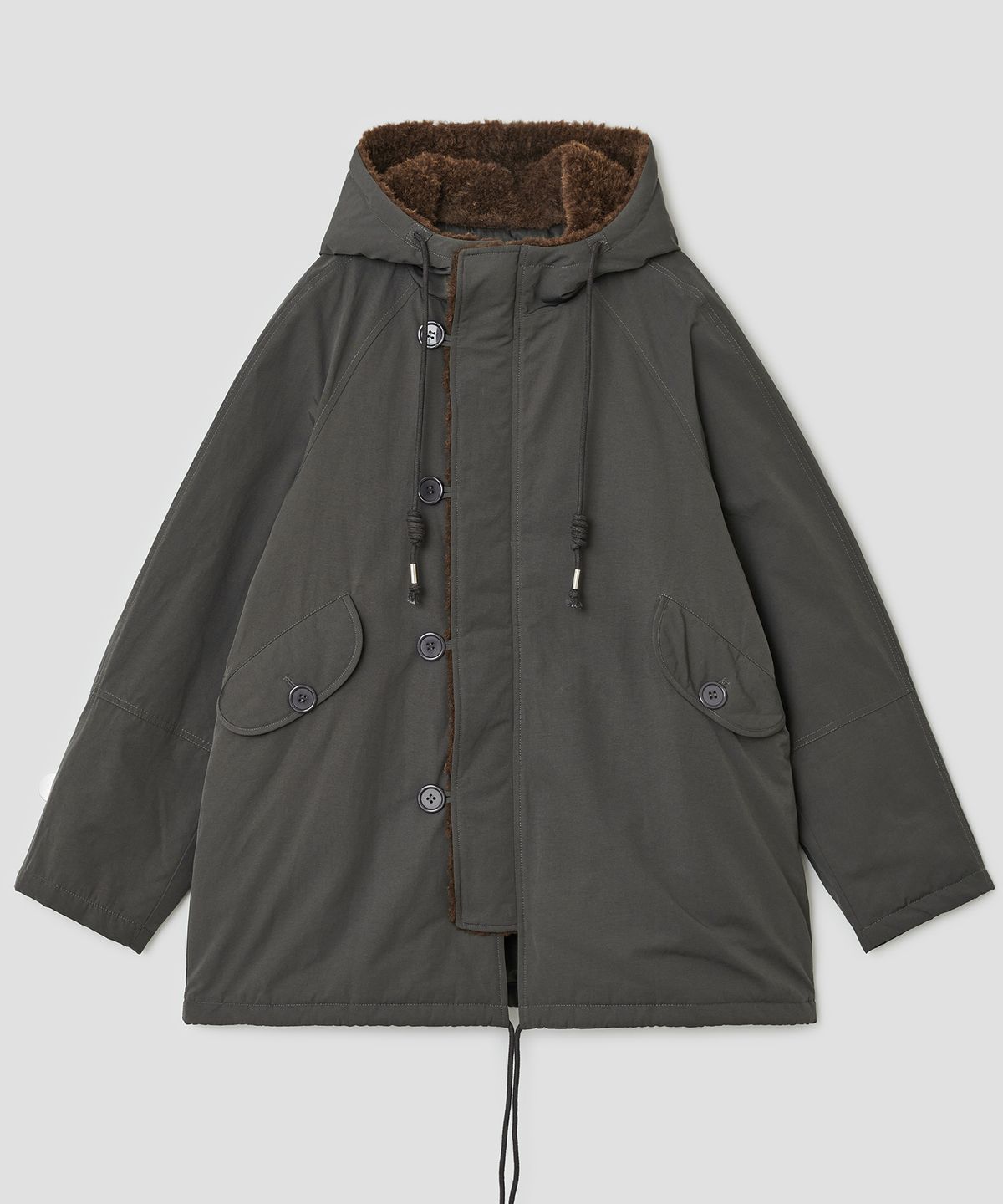 타입서비스(TYPESERVICE) Fur Trim Padded Jacket [Charcoal]