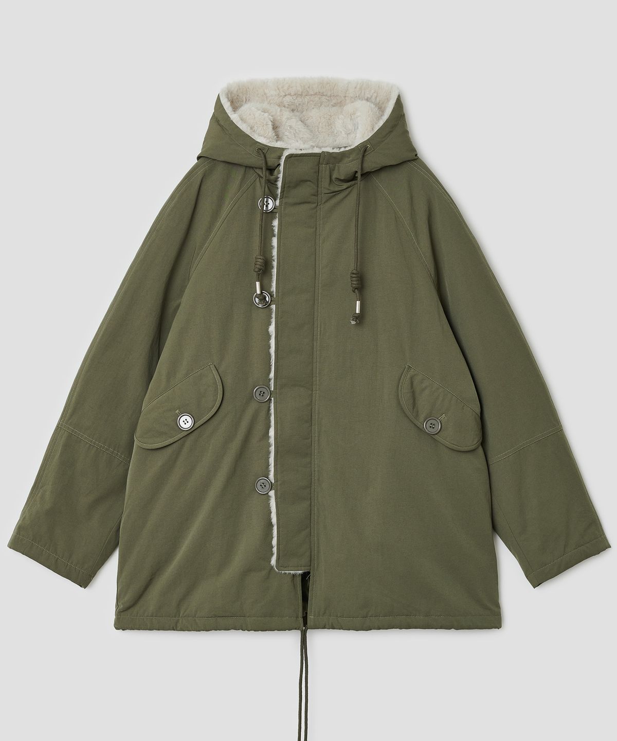 타입서비스(TYPESERVICE) Fur Trim Padded Jacket [Khaki]
