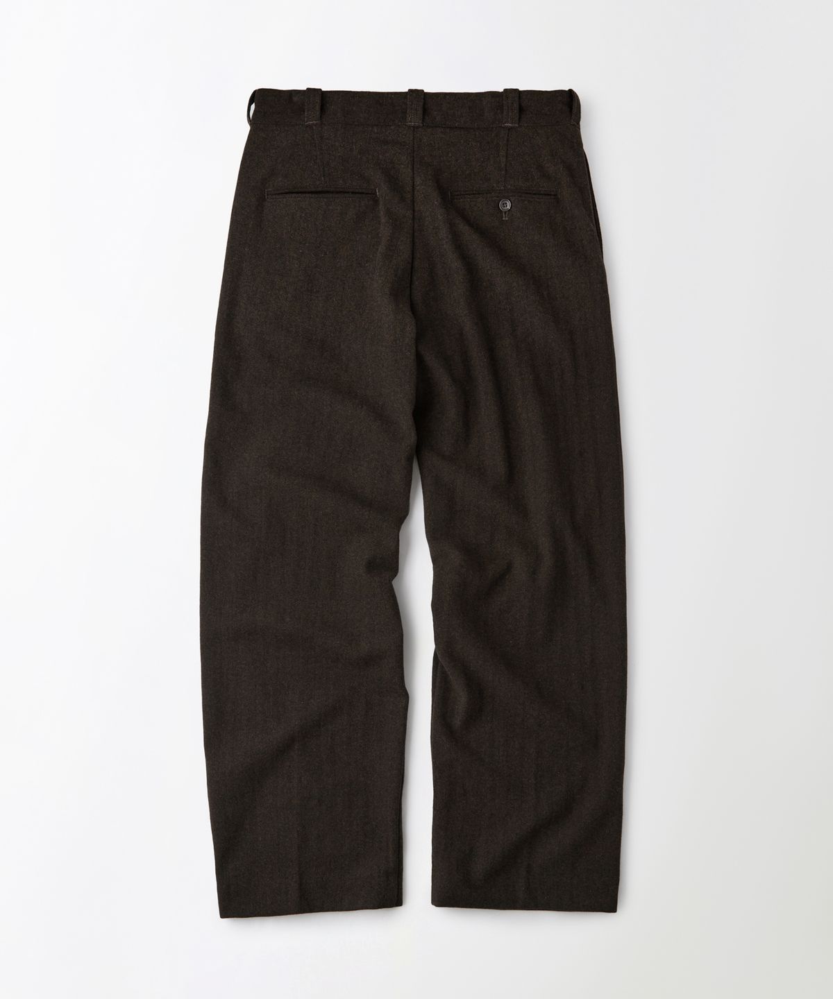아웃스탠딩(OUTSTANDING) WOOL HERRINGBONE OFFICER TROUSERS_D.BROWN