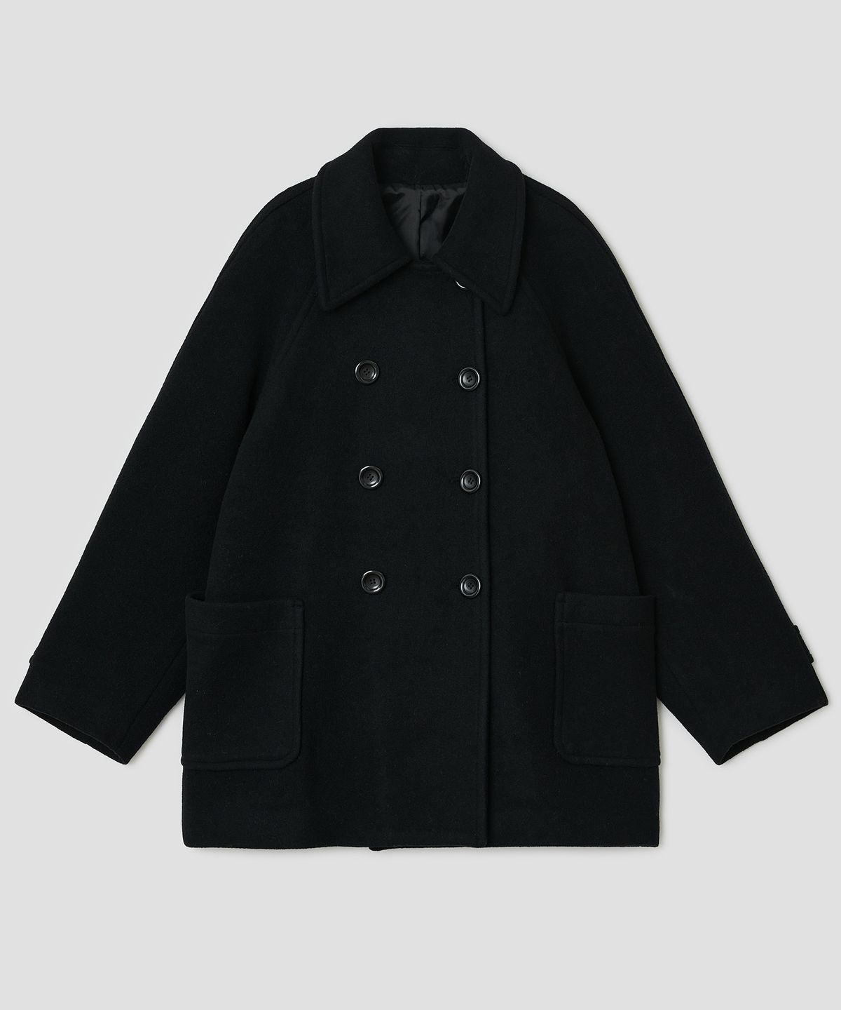 타입서비스(TYPESERVICE) Raglan Double Breasted Coat [Black]