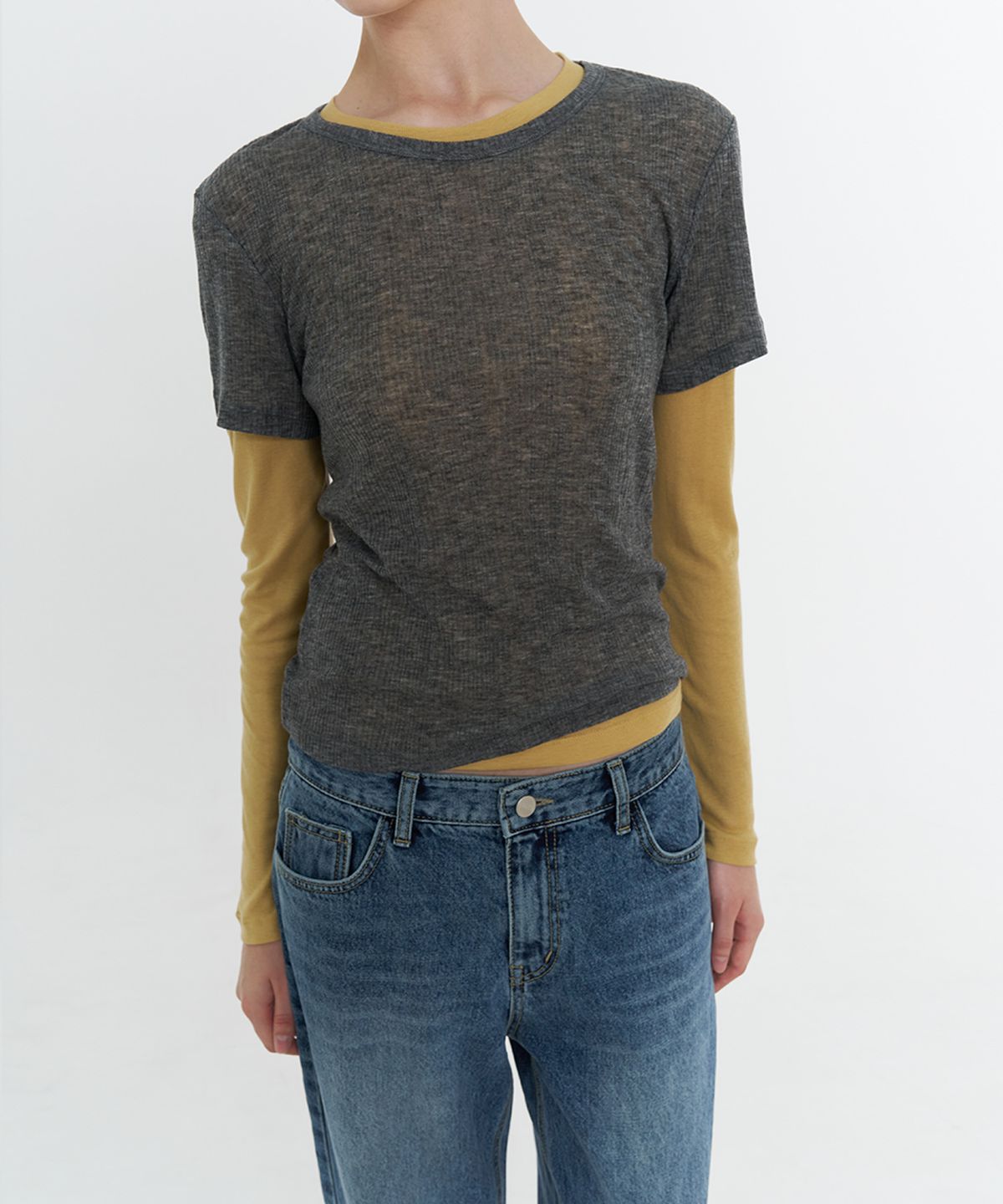 타버트(TARVERT) Lazle Slim Tencel T-Shirt - Yellow