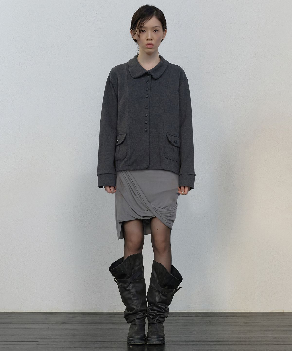플레어업(FLAREUP) Offset Button Jacket (FL-065_Charcoal)