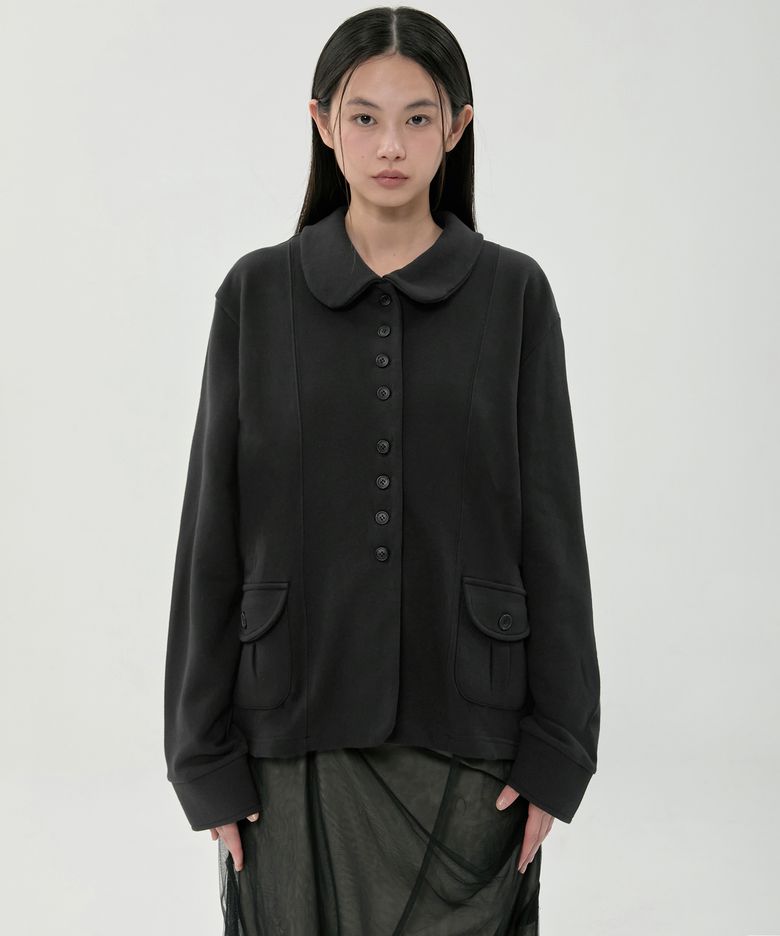 Offset Button Jacket (FL-065_Black)