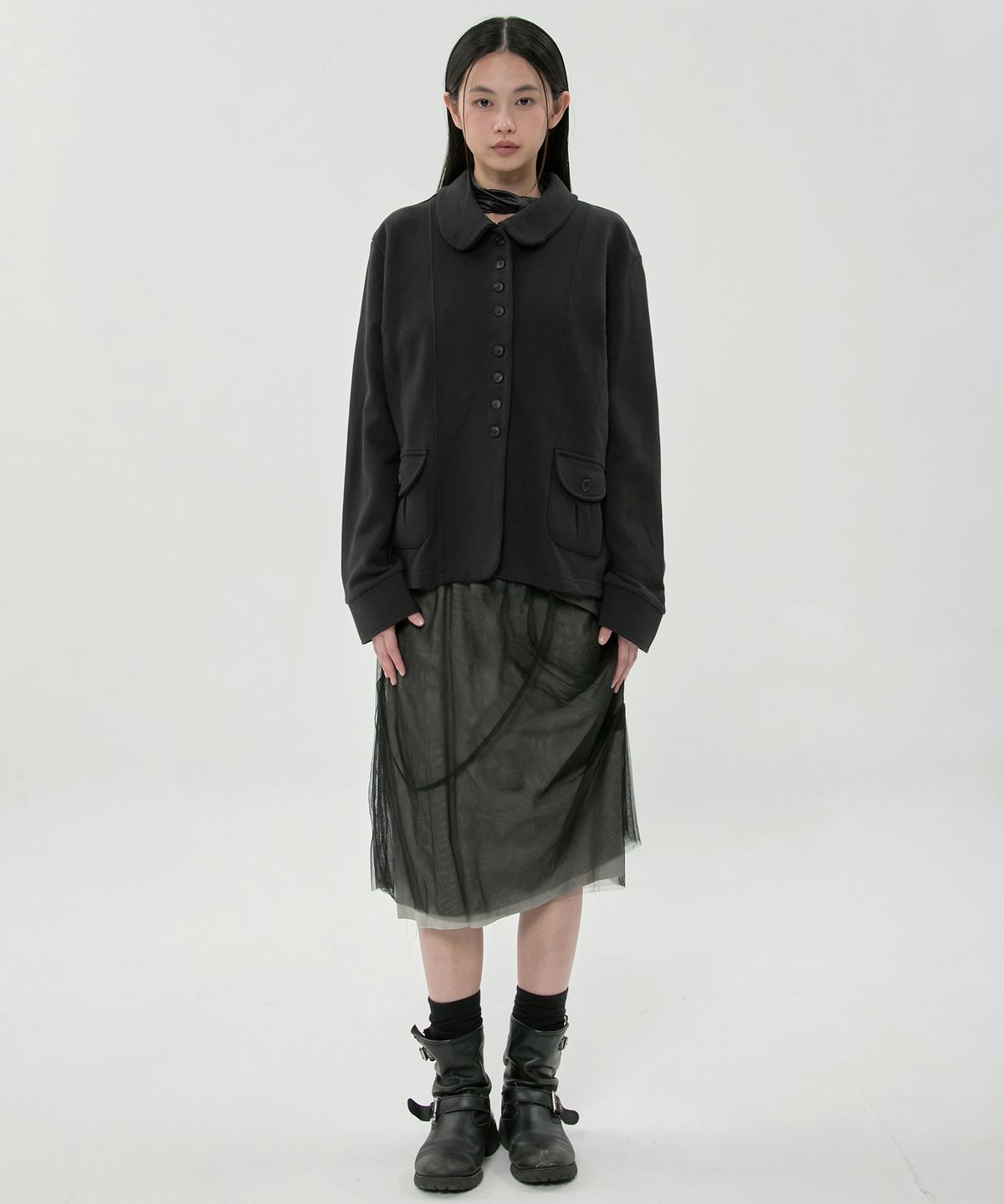 플레어업(FLAREUP) Offset Button Jacket (FL-065_Black)