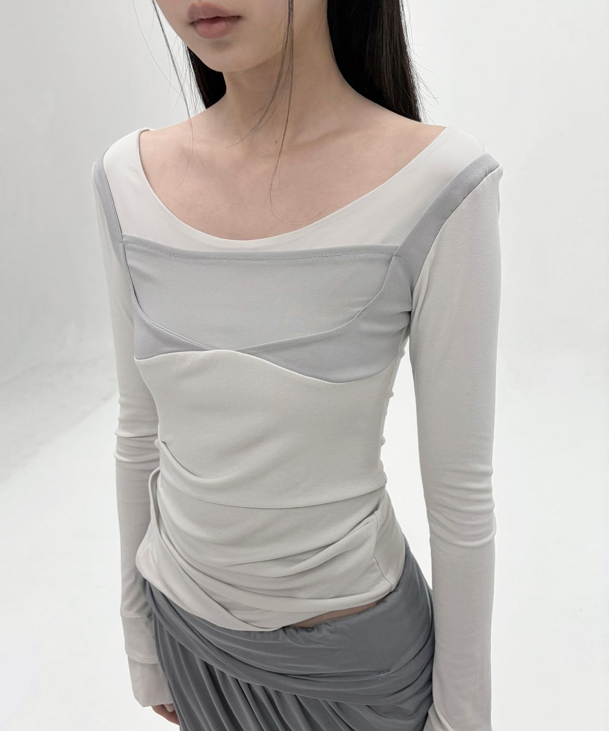 플레어업(FLAREUP) Layered Sculpted Long Sleeve (FL-196_Cloud White)
