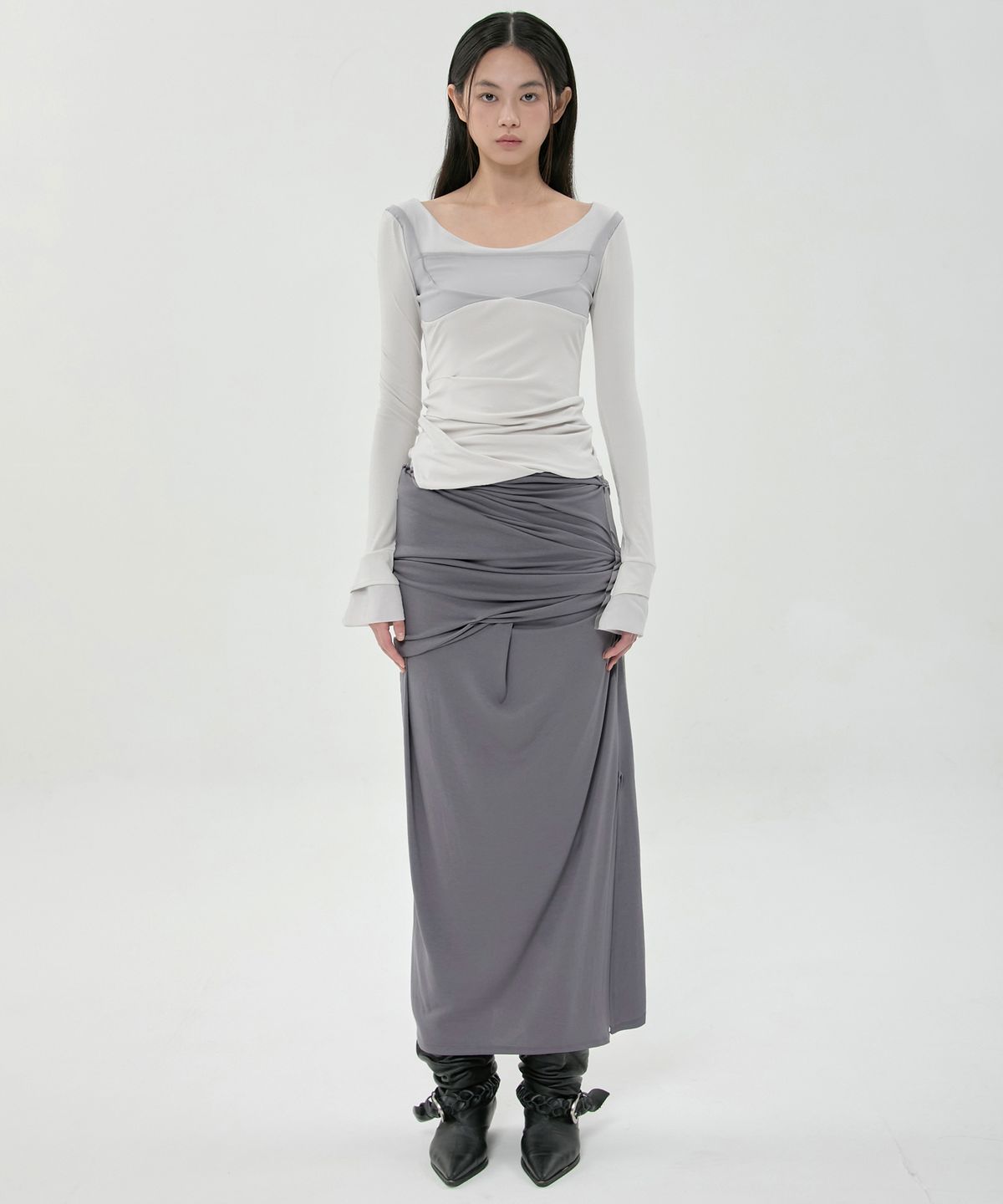플레어업(FLAREUP) Layered Sculpted Long Sleeve (FL-196_Cloud White)