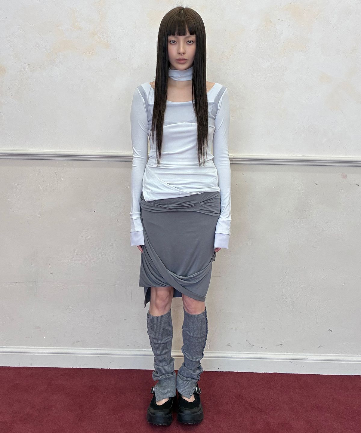 플레어업(FLAREUP) Layered Sculpted Long Sleeve (FL-196_Cloud White)