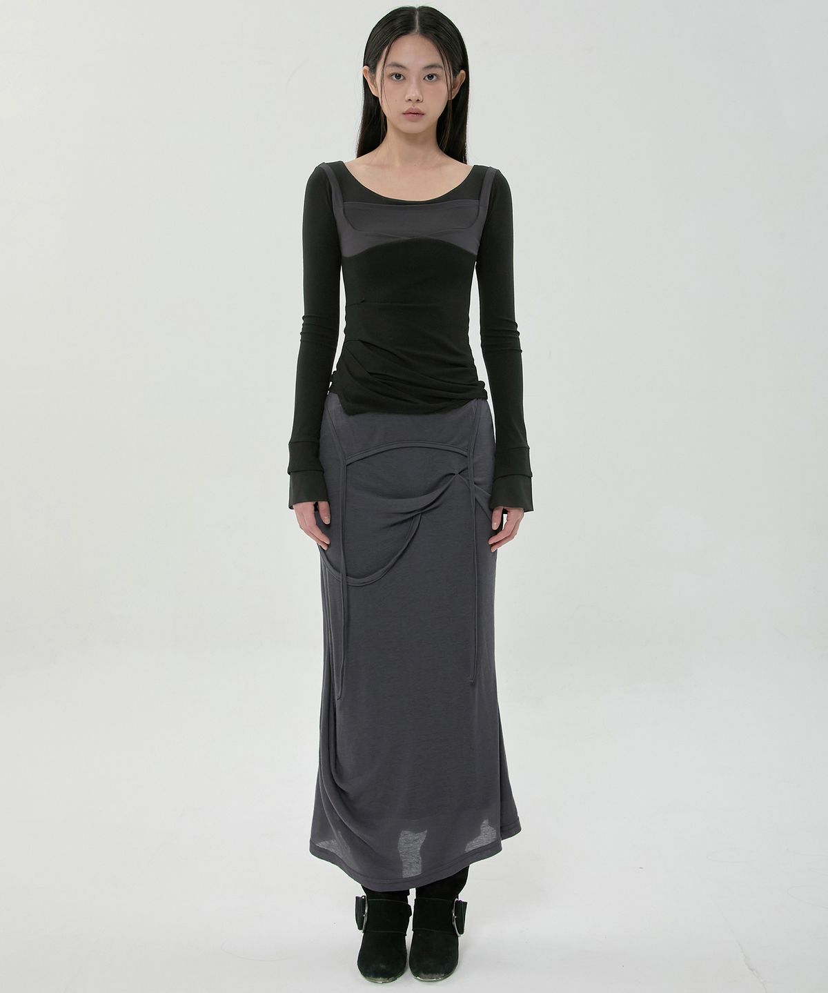 플레어업(FLAREUP) Layered Sculpted Long Sleeve (FL-196_Black)