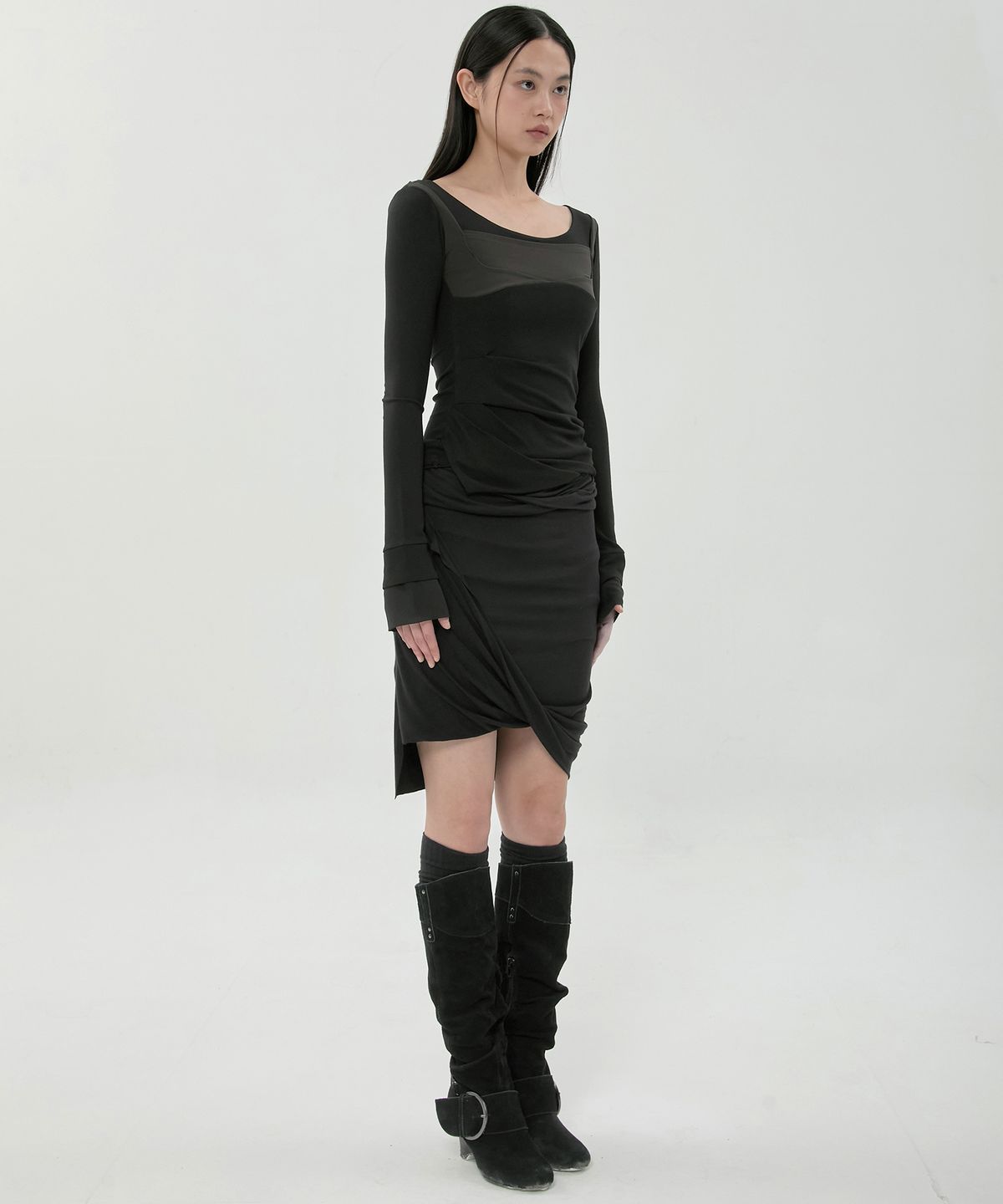 플레어업(FLAREUP) Layered Sculpted Long Sleeve (FL-196_Black)