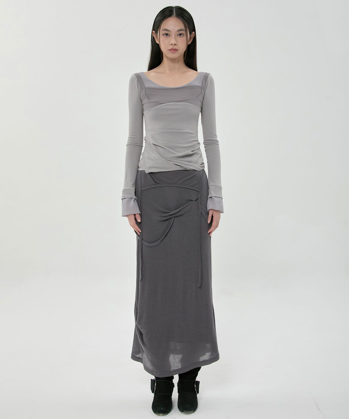 플레어업(FLAREUP) Layered Sculpted Long Sleeve (FL-196_Gray)