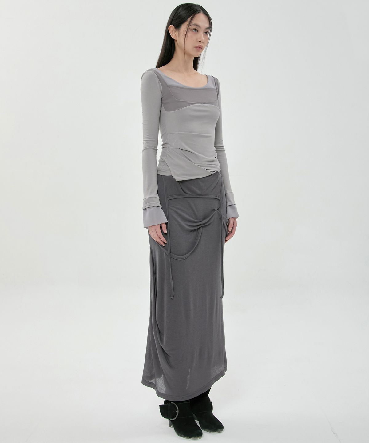 플레어업(FLAREUP) Layered Sculpted Long Sleeve (FL-196_Gray)