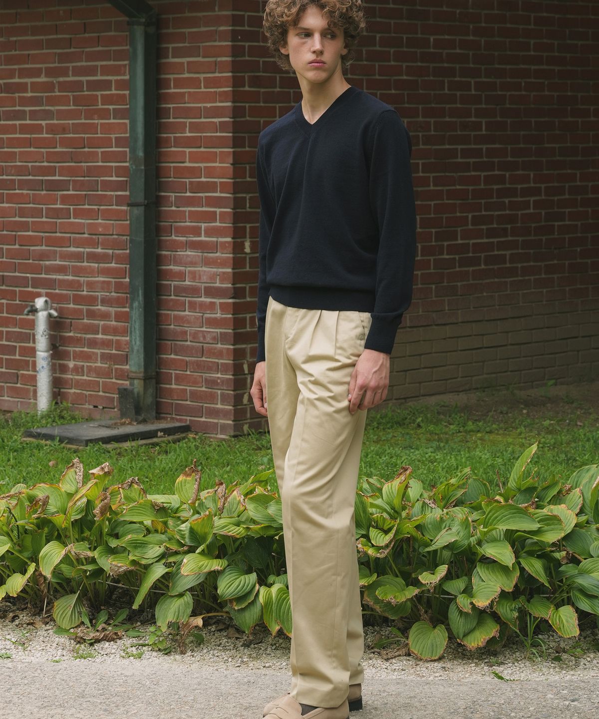 벨리프(BELLIEF) Cotton Gabardine 2-Pleated Adjust relaxed Chino (Beige_japan fabric)